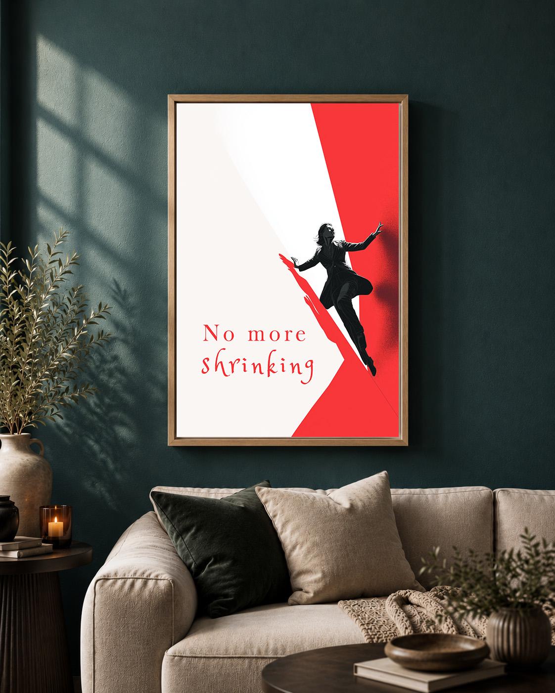 "No More Shrinking" Feminist Empowerment Framed Canvas by The Wall Art Studio - physical