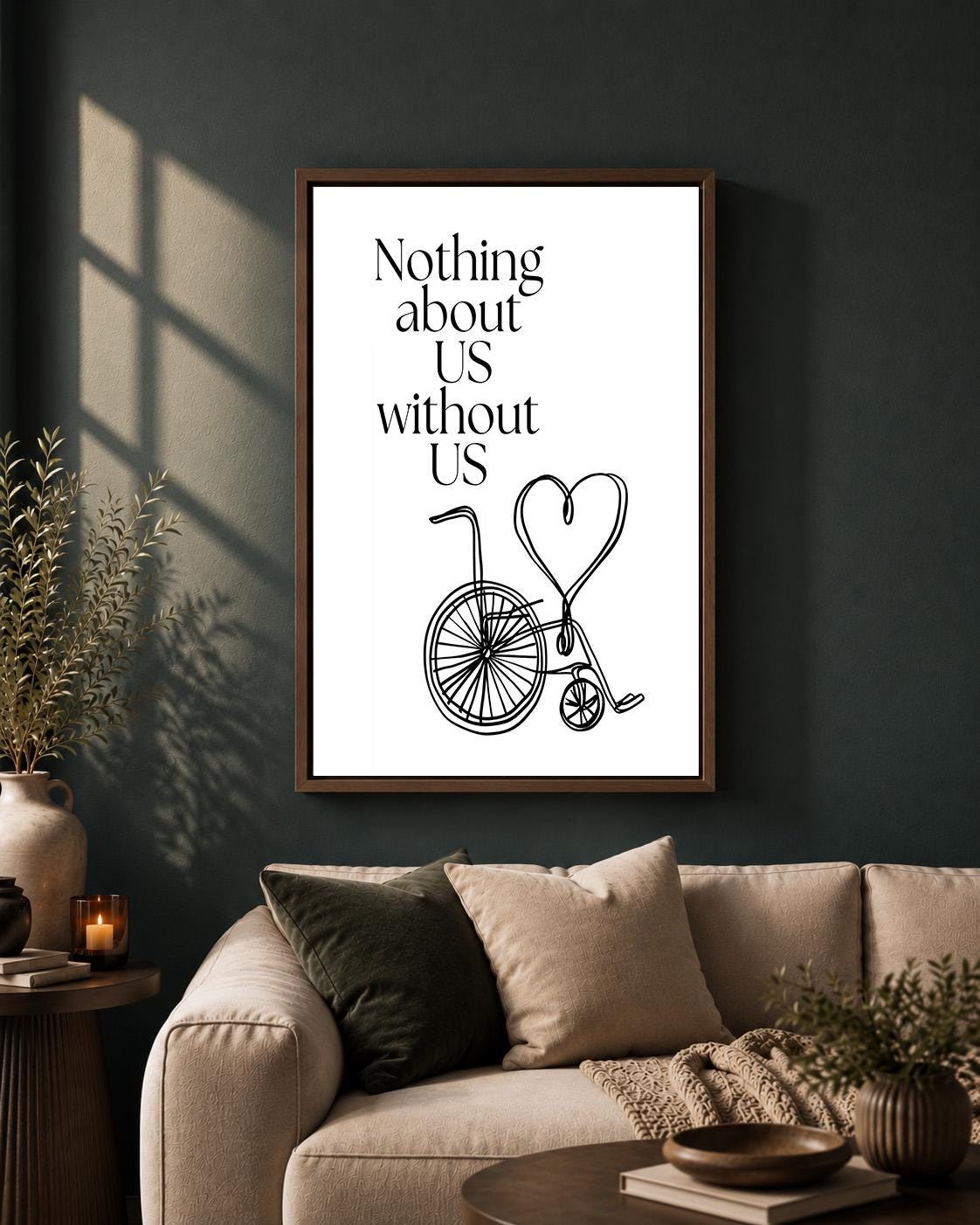 "Nothing About Us Without Us" Disability Rights Accessibility & Inclusion Framed Canvas by The Wall Art Studio - physical