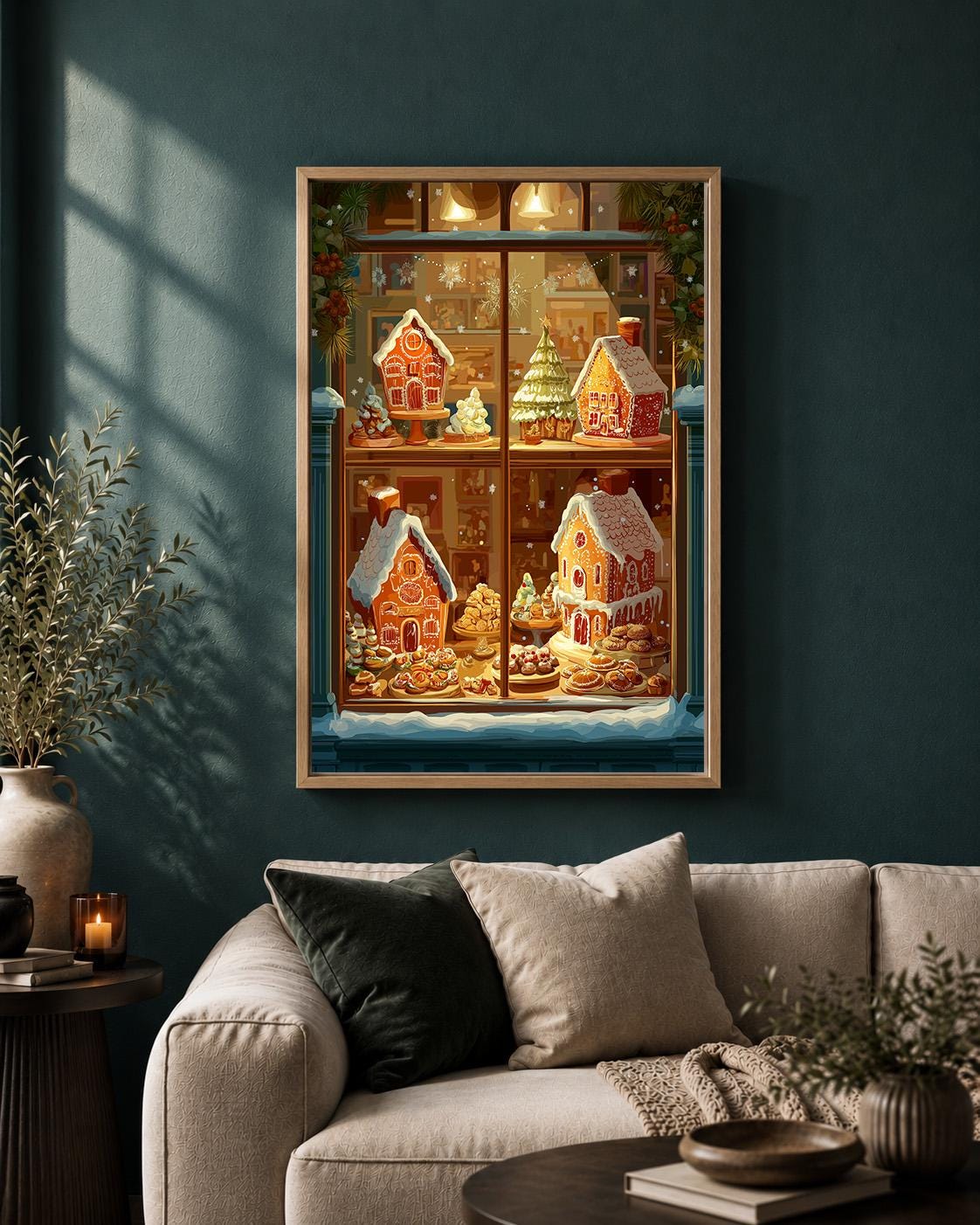 Gingerbread House Christmas Festive Bakery Framed Canvas by The Wall Art Studio - physical