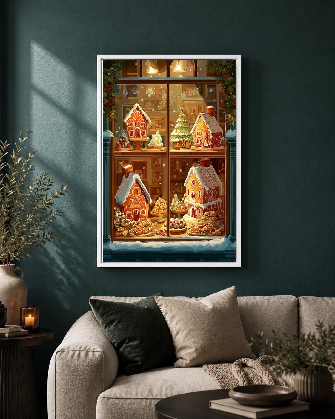 Gingerbread House Christmas Festive Bakery Framed Canvas by The Wall Art Studio - physical