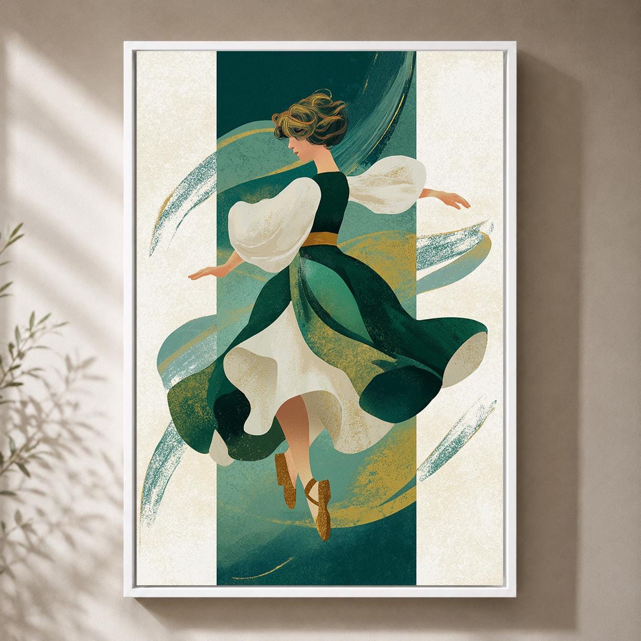Irish Dancer Female Folk Art Celtic Inspired Framed Canvas by The Wall Art Studio - physical