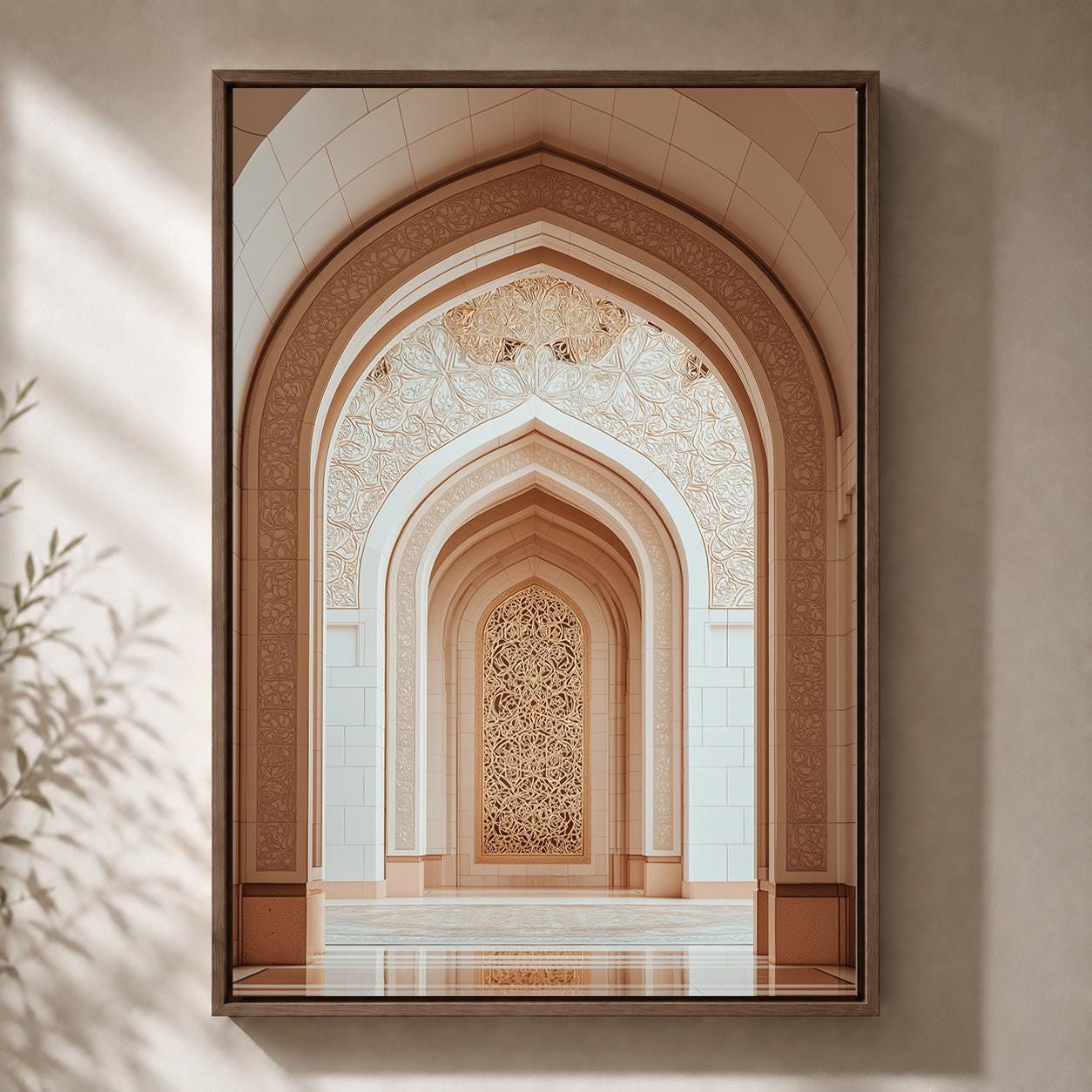 Islamic Architecture Mosque Arch Neutral Islamic Framed Canvas by The Wall Art Studio - physical