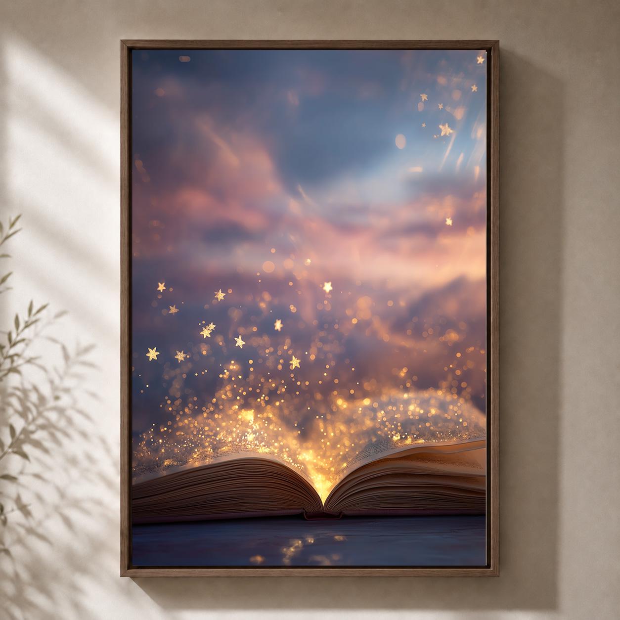 Magical Book Enchanted Reading Fantasy Library Celestial Bookish Framed Canvas by The Wall Art Studio - physical