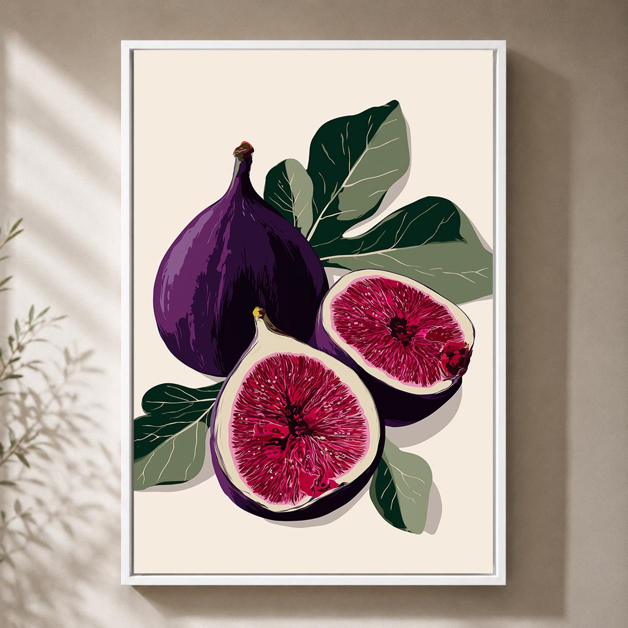 Purple Fig Minimalist Fruit Botanical Kitchen Modern Food Framed Canvas by The Wall Art Studio - physical