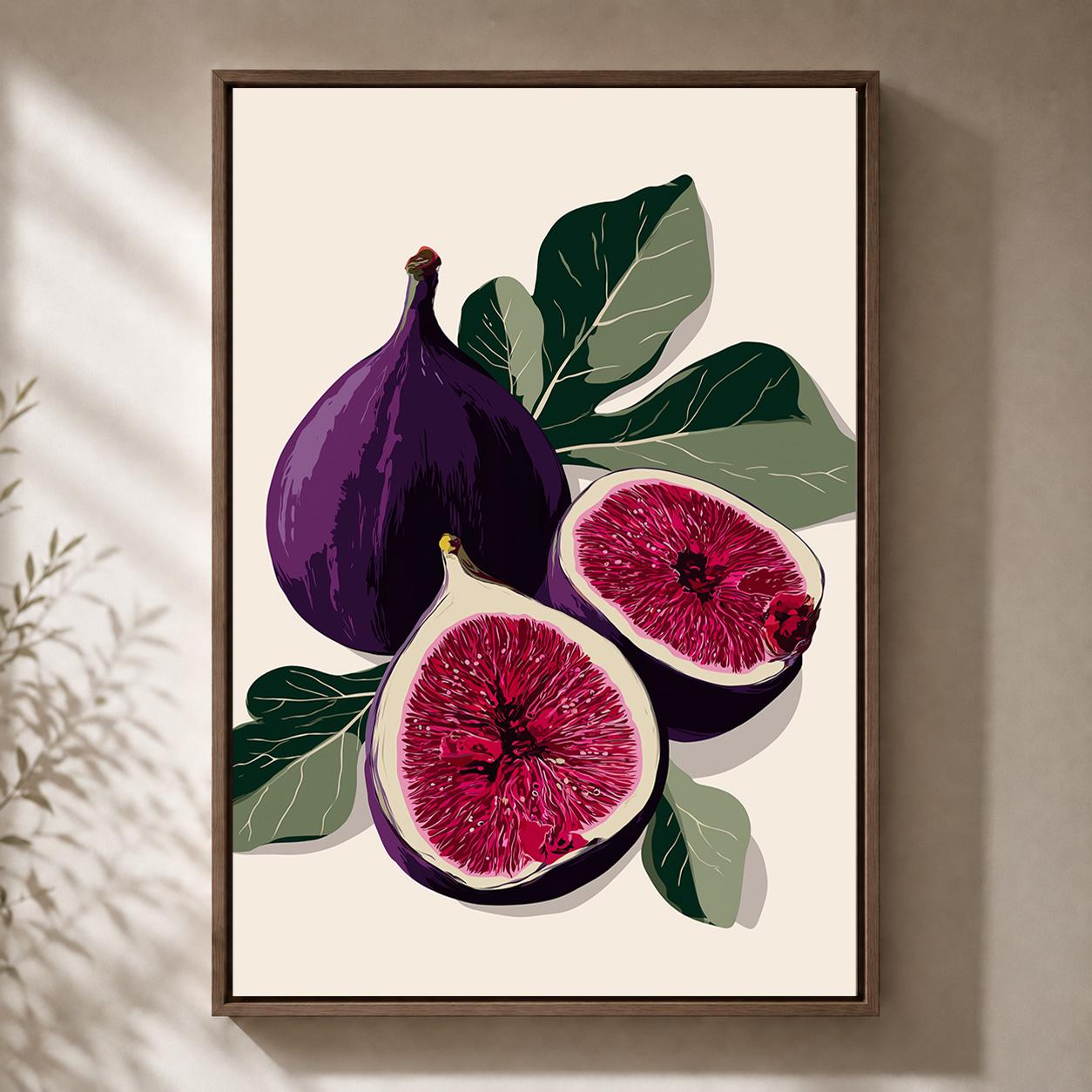 Purple Fig Minimalist Fruit Botanical Kitchen Modern Food Framed Canvas by The Wall Art Studio - physical