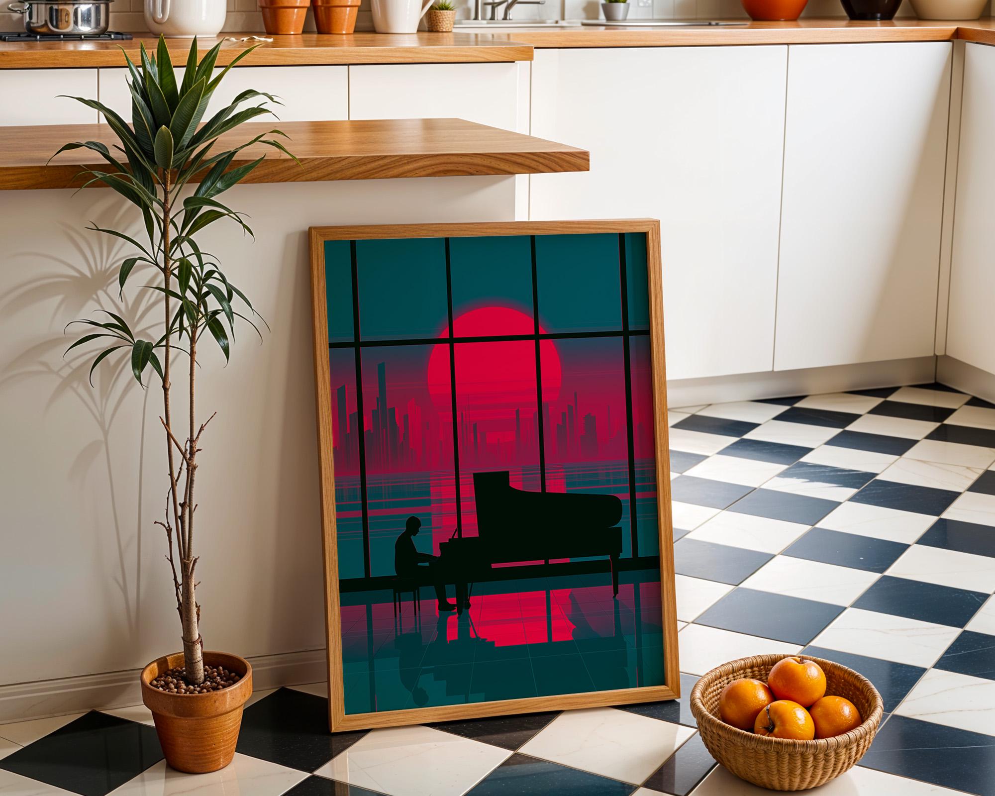 Art Deco Grand Piano Neo Deco Music Room Wall Art by The Wall Art Studio