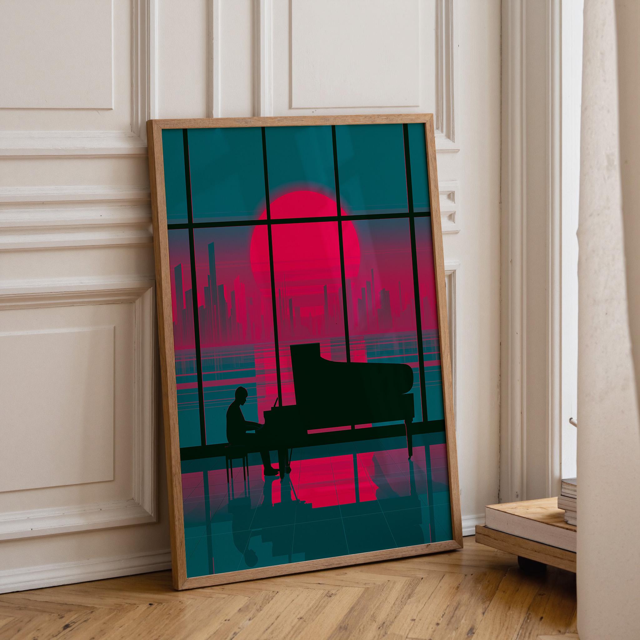 Art Deco Grand Piano Neo Deco Music Room Wall Art by The Wall Art Studio