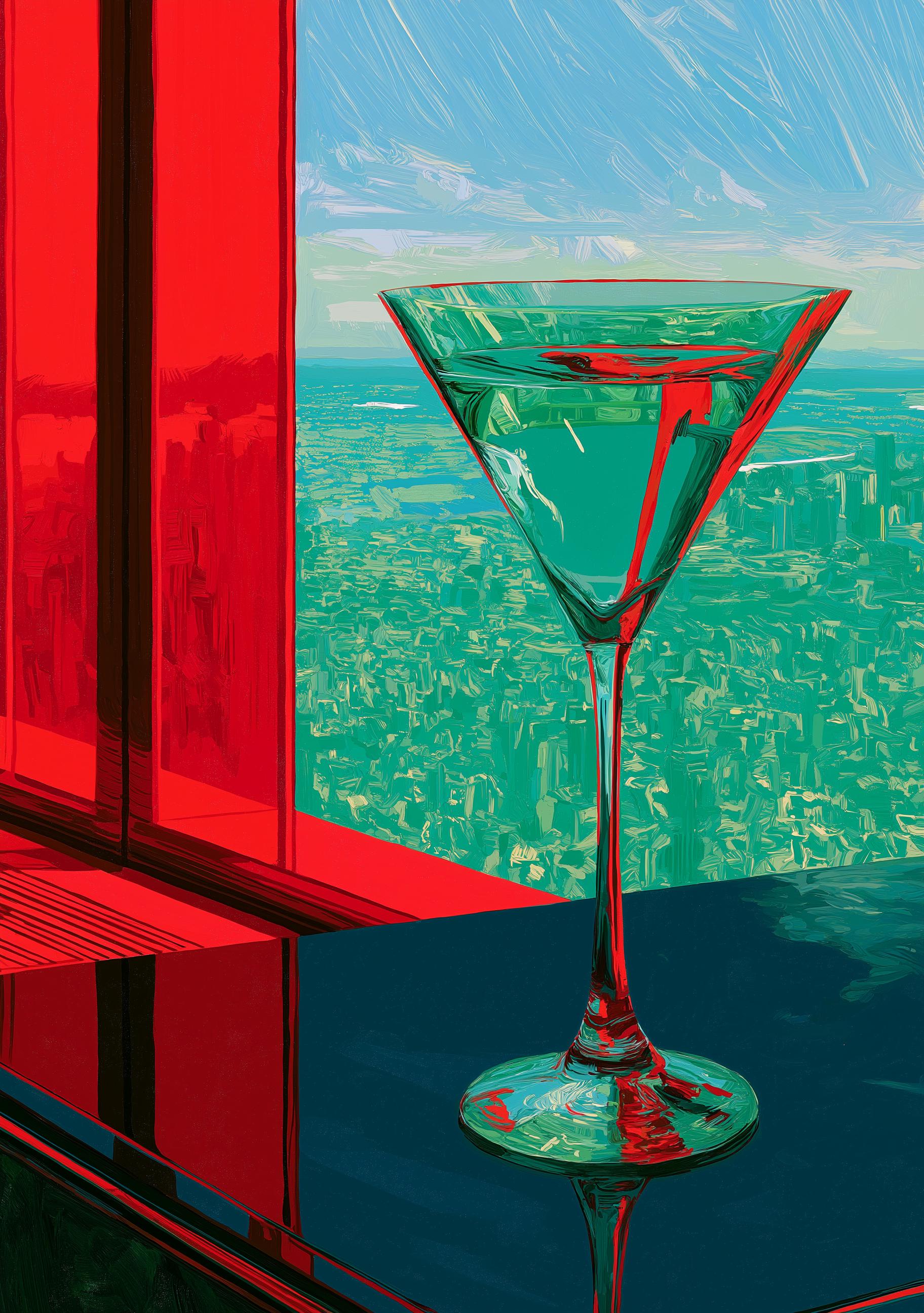 Art Deco Martini Glass Neo Deco Cocktail Wall Art by The Wall Art Studio