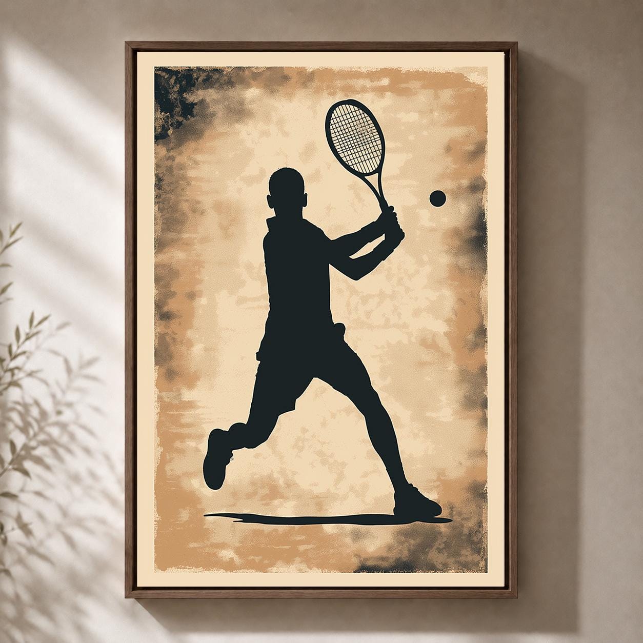 Vintage Tennis Silhouette Sports Decor Framed Canvas by The Wall Art Studio - physical