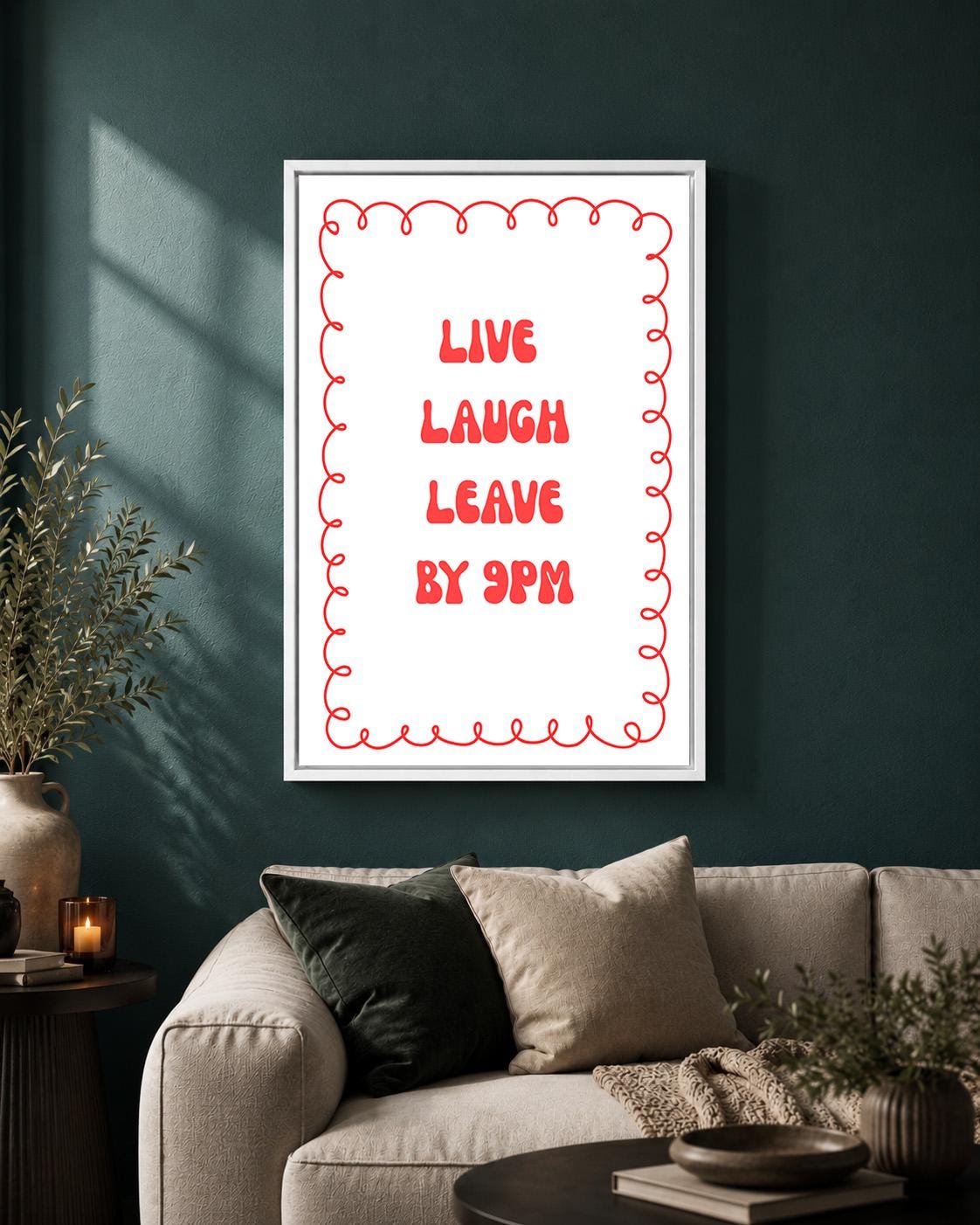 Red Live Laugh Leave by 9PM Framed Canvas by The Wall Art Studio - physical
