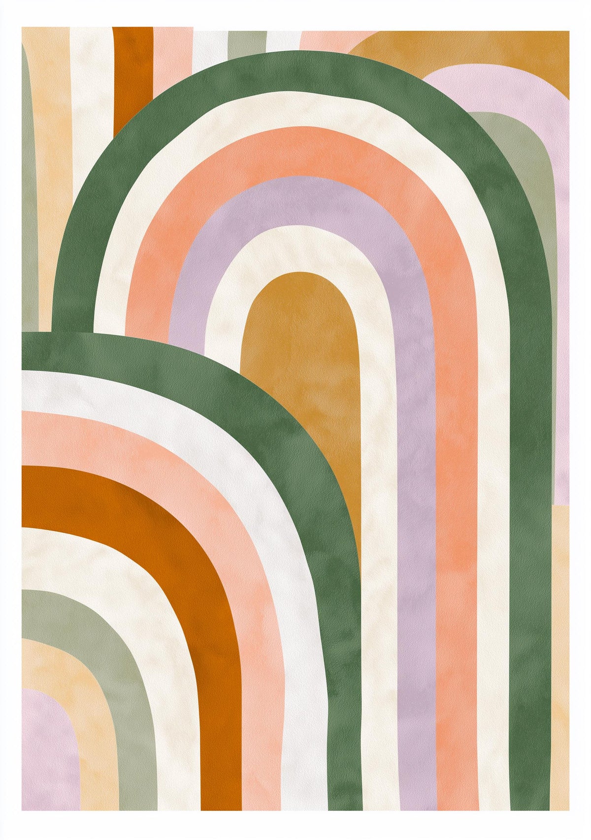 Retro Rainbow Mid Century Abstract Arches Pastel Geometric Wall Art