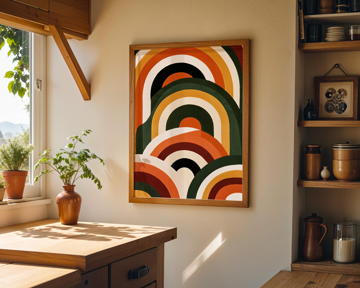 Retro Rainbow Abstract Arches Mid Century Modern Wall Art