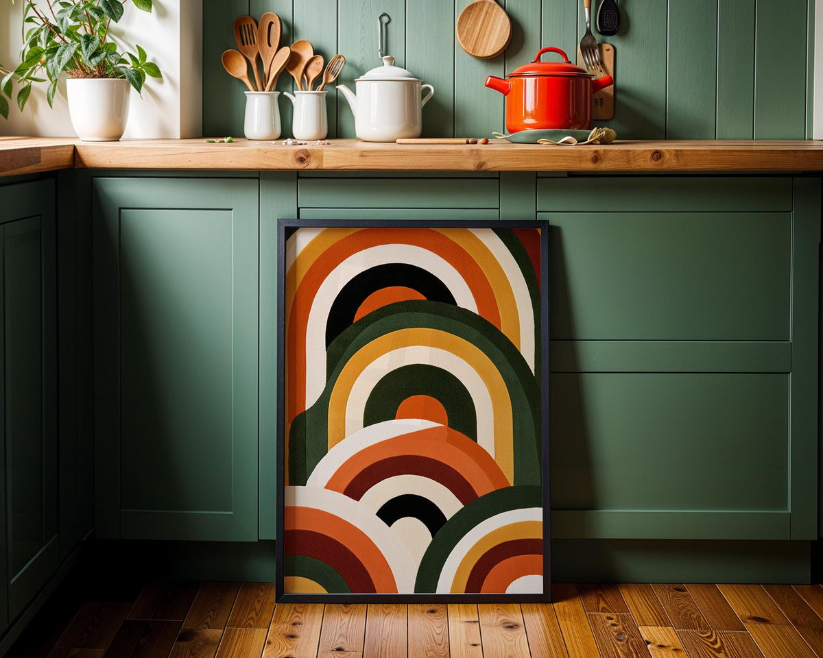 Retro Rainbow Abstract Arches Mid Century Modern Wall Art