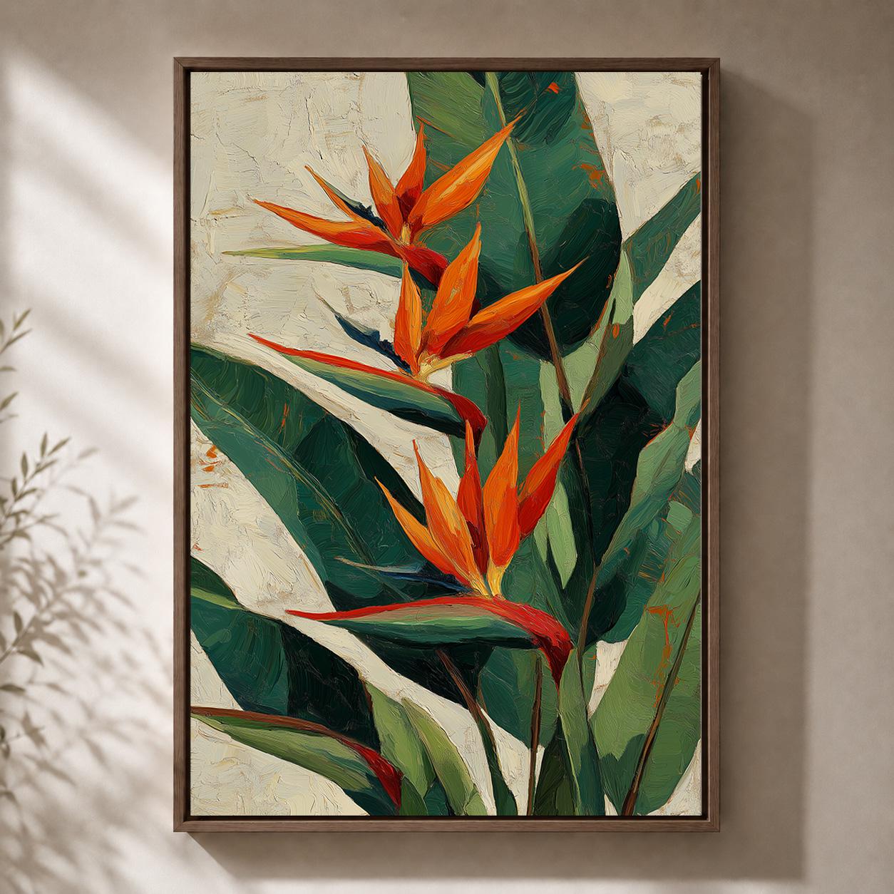 Bird of Paradise Tropical Botanical Orange Flower Wall Art by The Wall Art Studio - physical