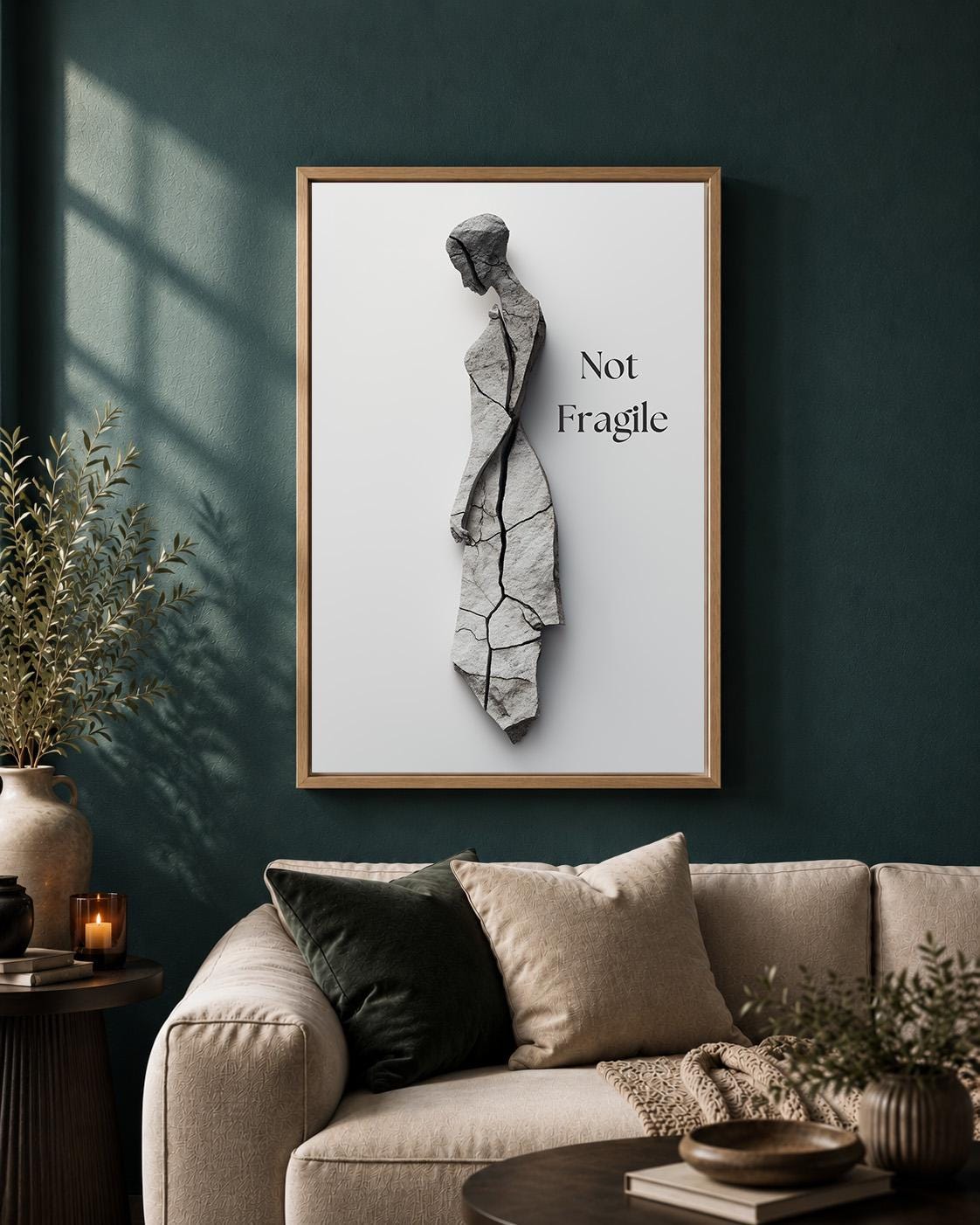 Not Fragile Feminist Empowerment Quote Framed Canvas by The Wall Art Studio - physical