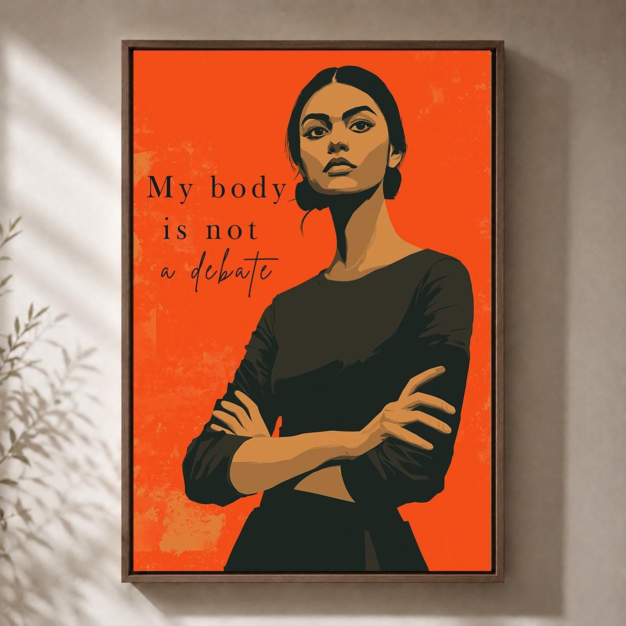 "My Body Is Not a Debate" Feminist Wall Womens Rights Framed Canvas by The Wall Art Studio - physical