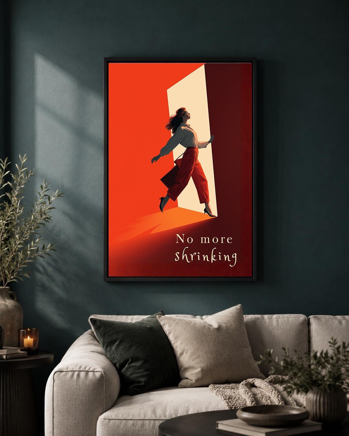 "No More Shrinking" Feminist Empowerment Framed Canvas by The Wall Art Studio - physical