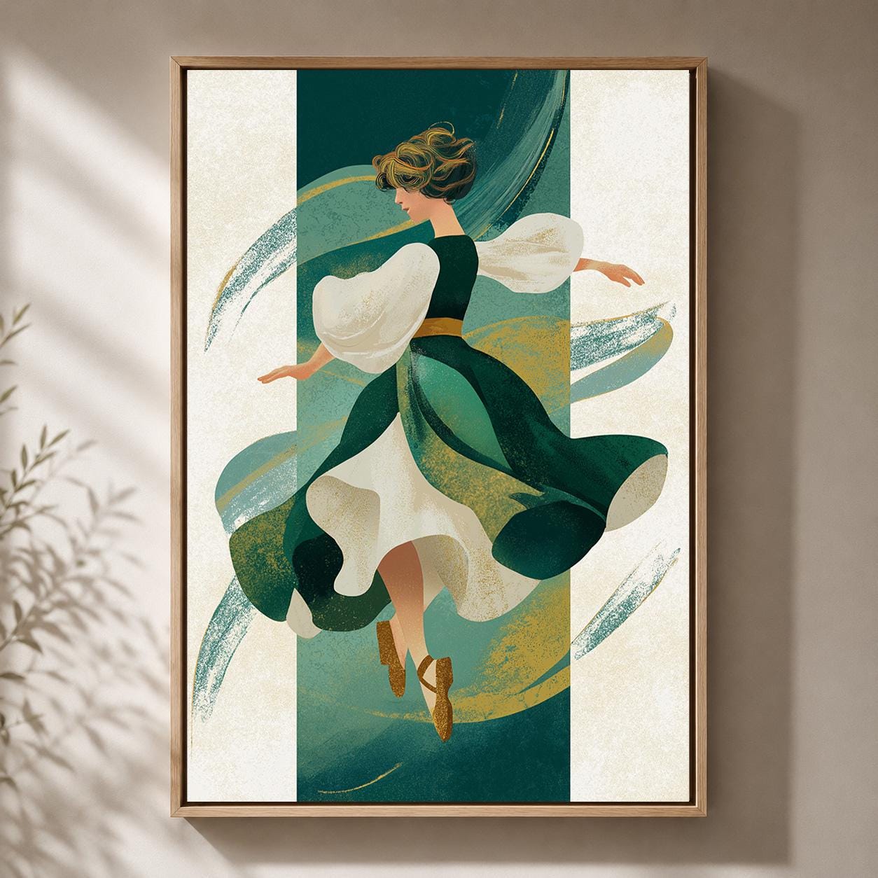 Irish Dancer Female Folk Art Celtic Inspired Framed Canvas by The Wall Art Studio - physical