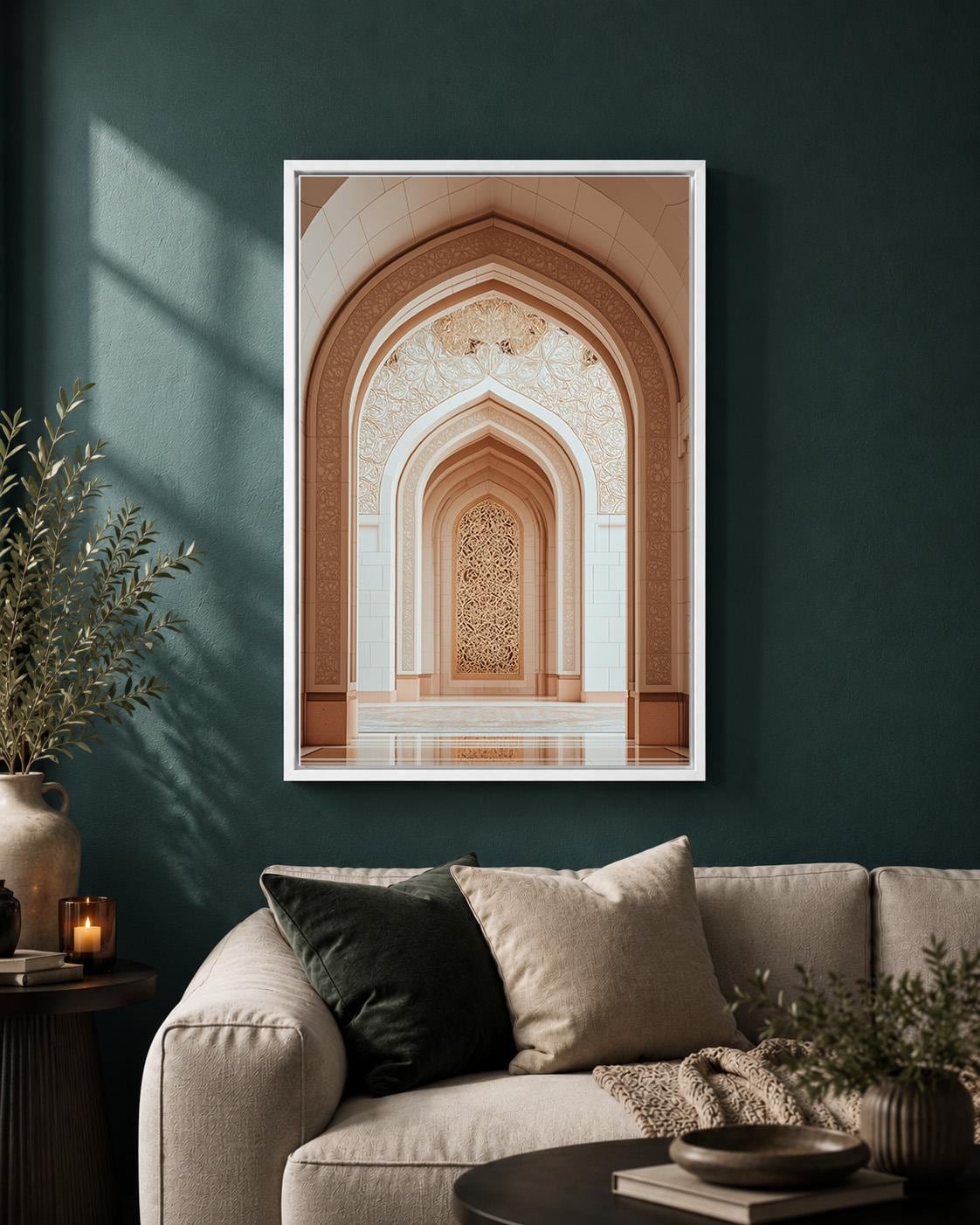 Islamic Architecture Mosque Arch Neutral Islamic Framed Canvas by The Wall Art Studio - physical