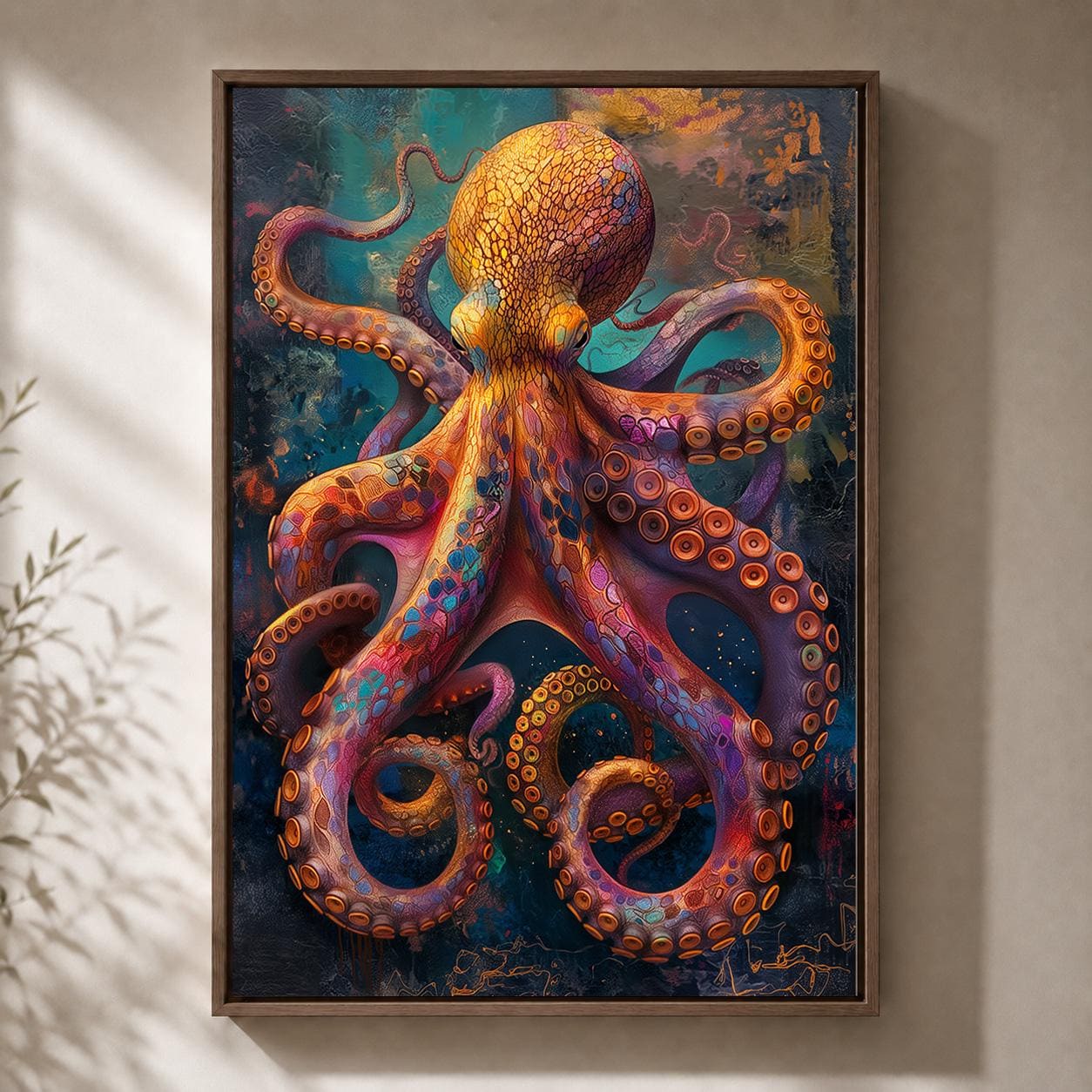 Colourful Octopus Ocean Vibrant Sea Life Marine Framed Canvas