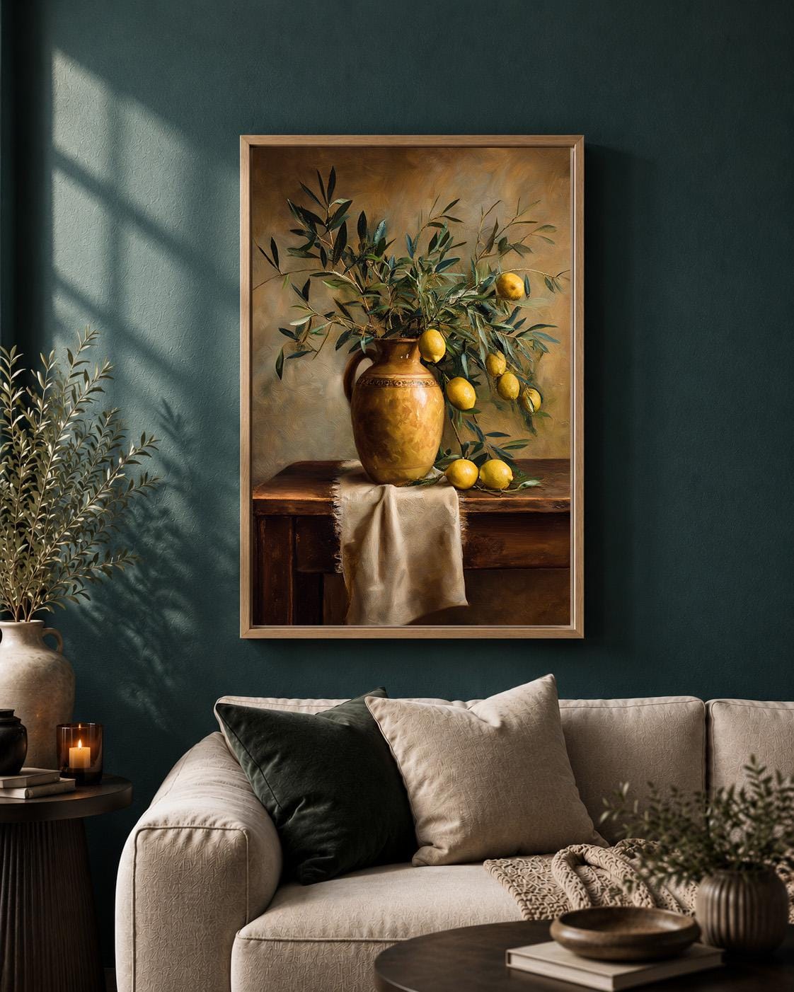 Lemon Still LifeMediterranean Kitchen Rustic Italian Style Framed Canvas