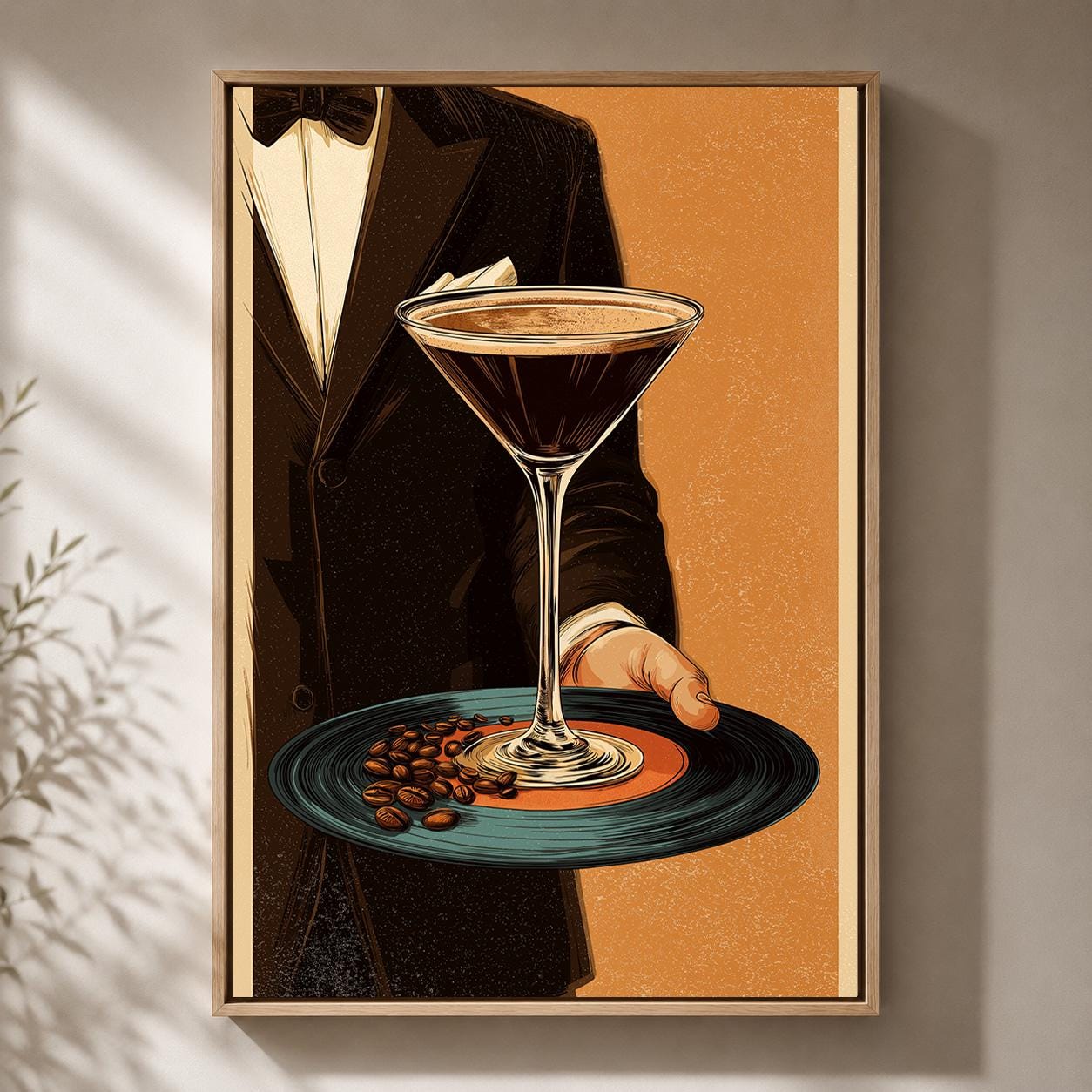 Espresso Martini Cocktail Retro Bar Framed Canvas by The Wall Art Studio - physical
