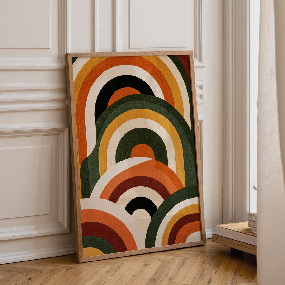 Retro Rainbow Abstract Arches Mid Century Modern Wall Art