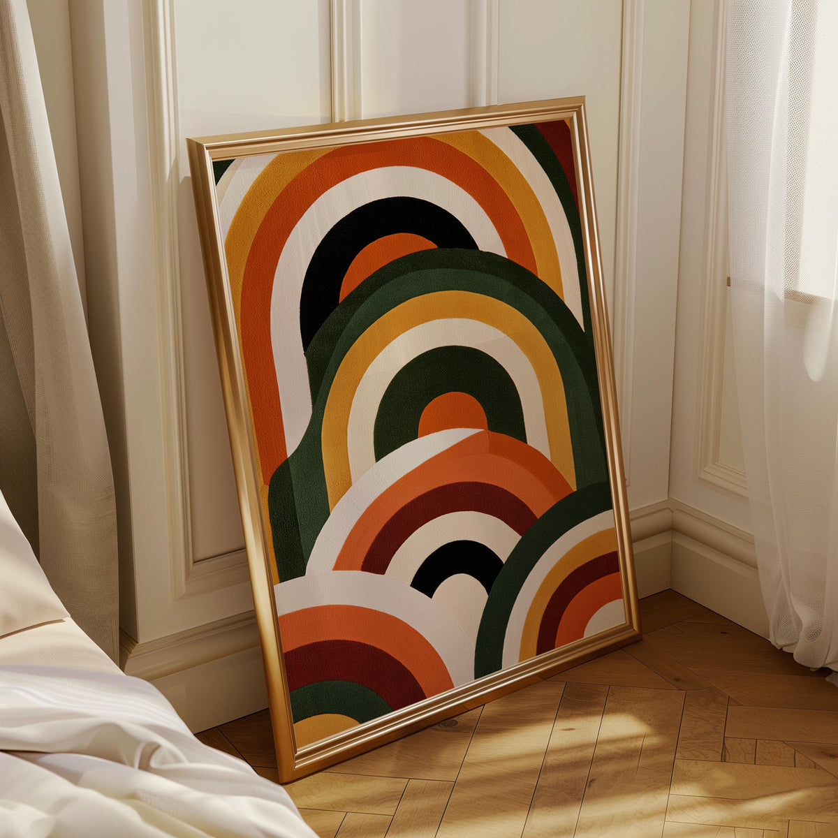 Retro Rainbow Abstract Arches Mid Century Modern Wall Art