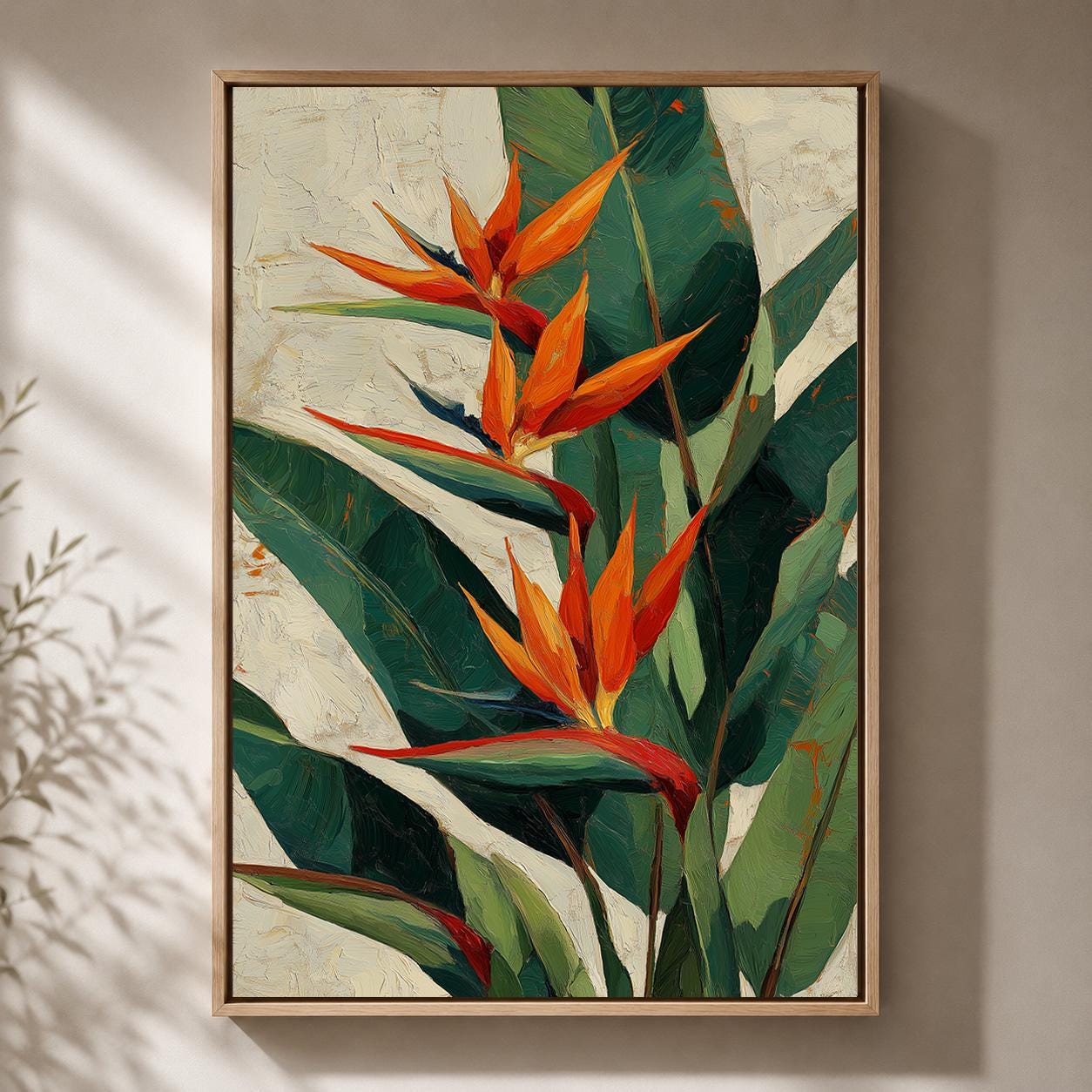 Bird of Paradise Tropical Botanical Orange Flower Wall Art by The Wall Art Studio - physical