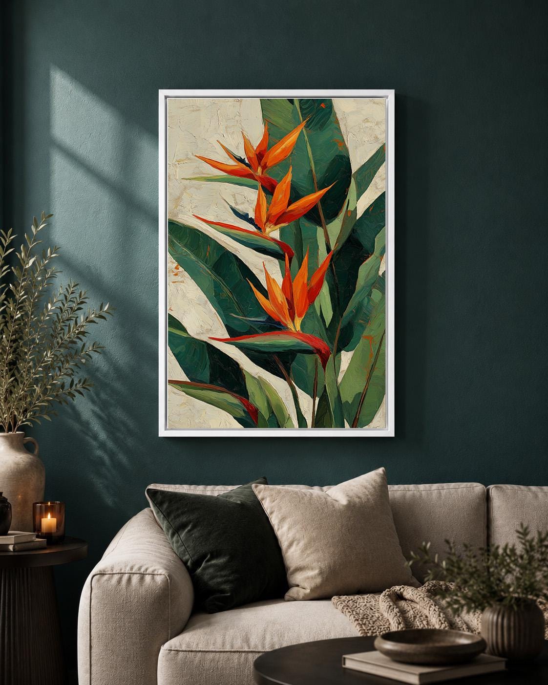 Bird of Paradise Tropical Botanical Orange Flower Wall Art by The Wall Art Studio - physical