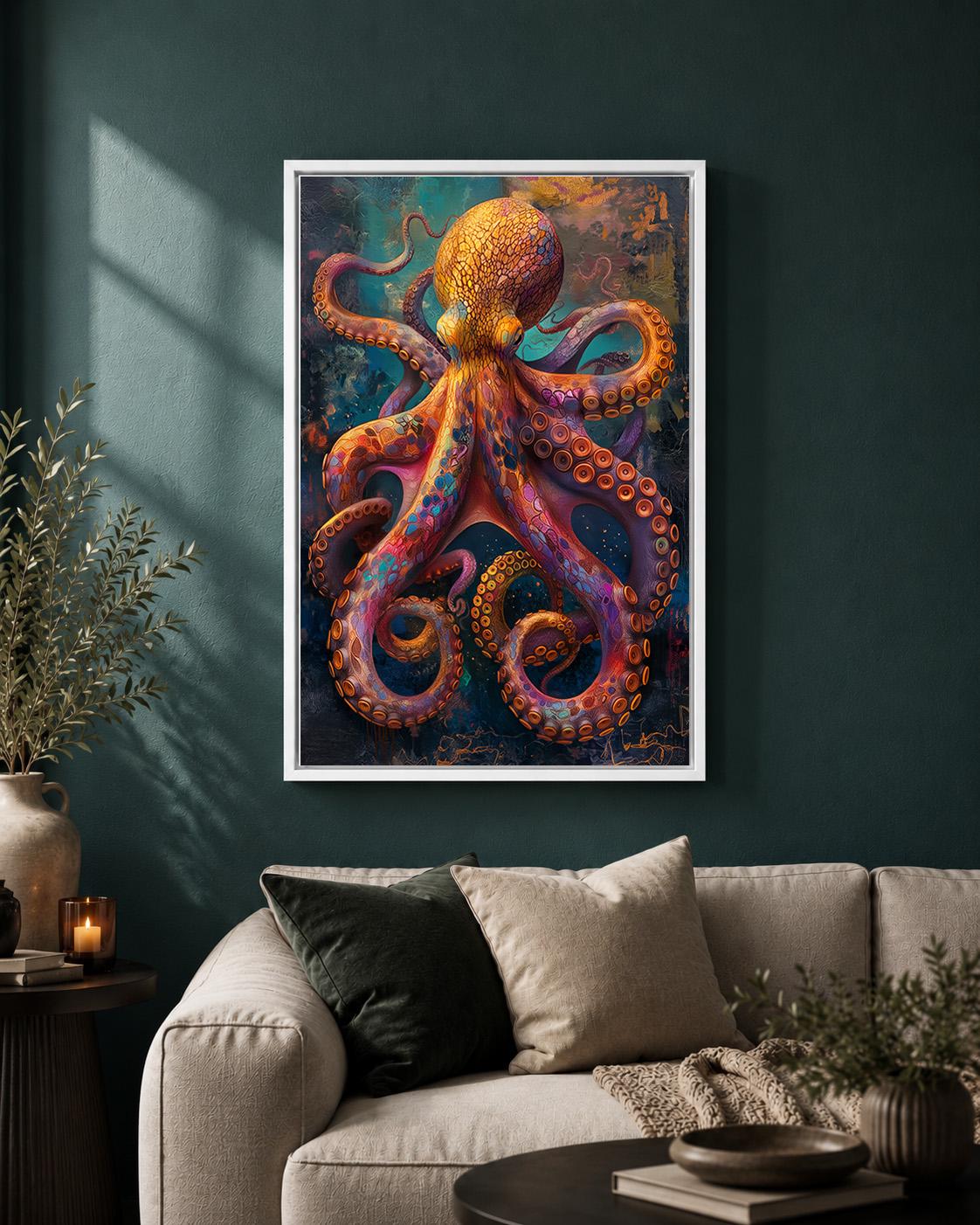 Colourful Octopus Ocean Vibrant Sea Life Marine Framed Canvas