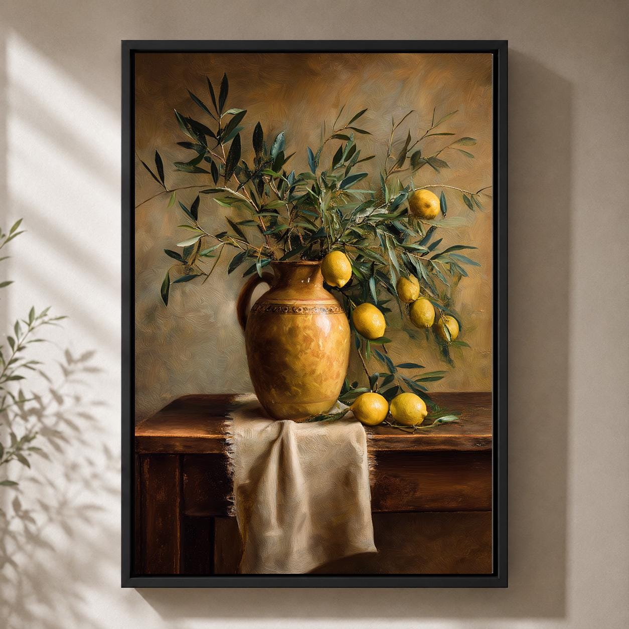 Lemon Still LifeMediterranean Kitchen Rustic Italian Style Framed Canvas