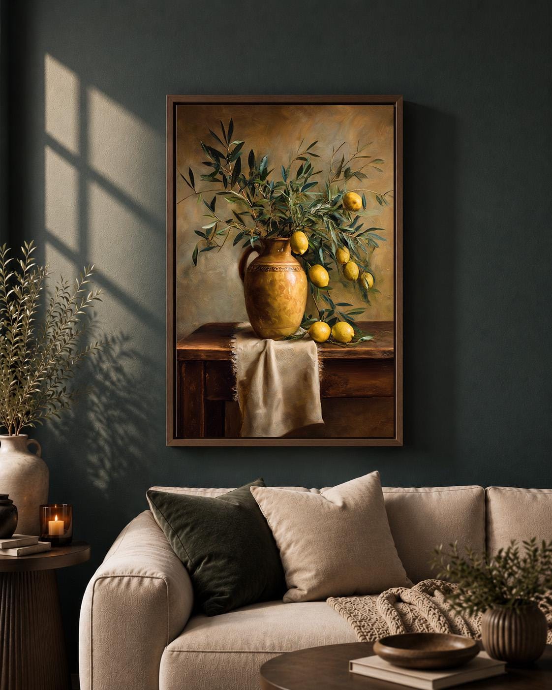 Lemon Still LifeMediterranean Kitchen Rustic Italian Style Framed Canvas