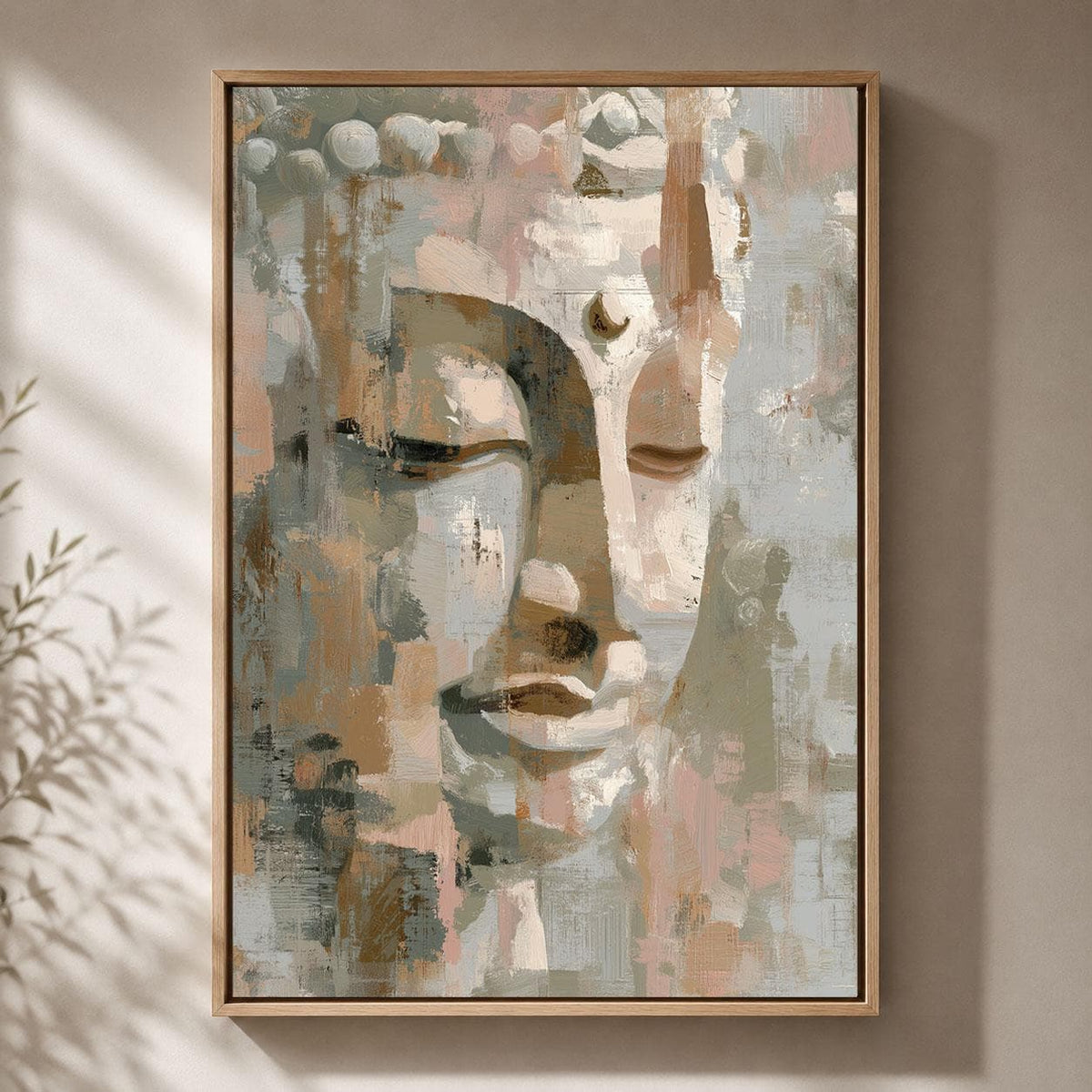 Abstract Buddha Neutral Zen Modern Spiritual Beige Meditation Framed Canvas