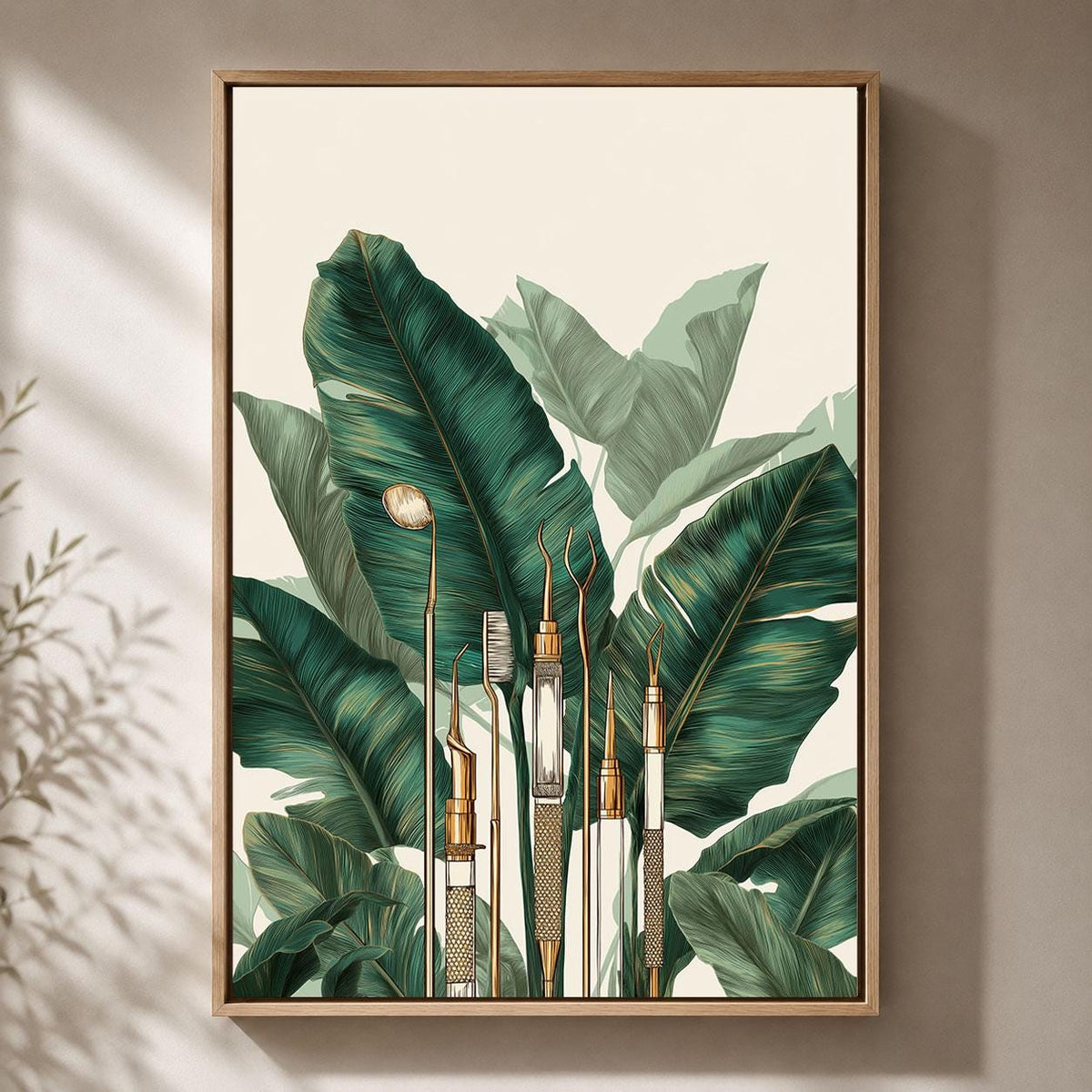 Dental Office Framed Canvas, Dentist Wall Art, Botanical Dentistry Artwork, Green Dental Clinic Decor, Dentist Gift