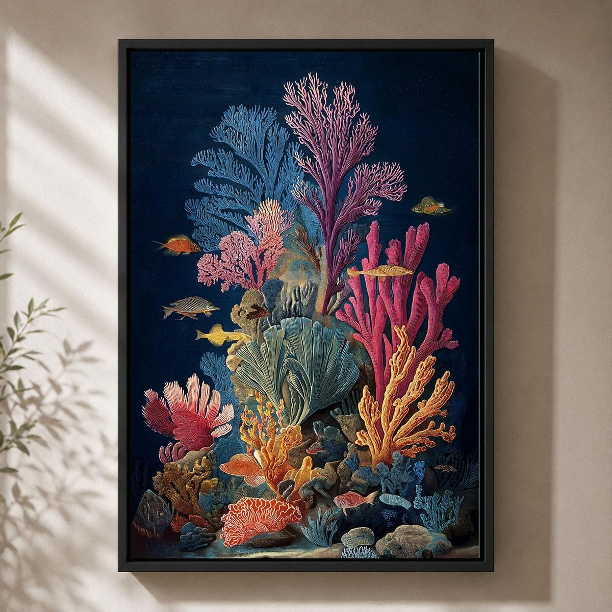 Coral Reef Colourful Underwater Tropical Fish and Sea Life Framed Canvas