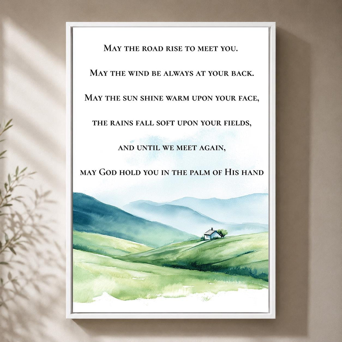 Irish Blessing Framed Canvas, May the Road Rise to Meet You, Celtic Prayer Decor by The Wall Art Studio - physical