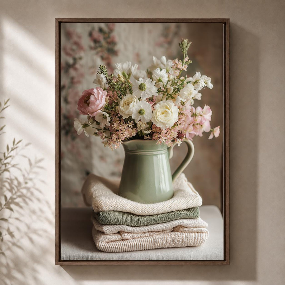 Laundry Room Framed Canvas Wall Art, Cottage Floral Laundry Framed Canvas, Farmhouse Utility Room Canvas Wall Art Decor by...