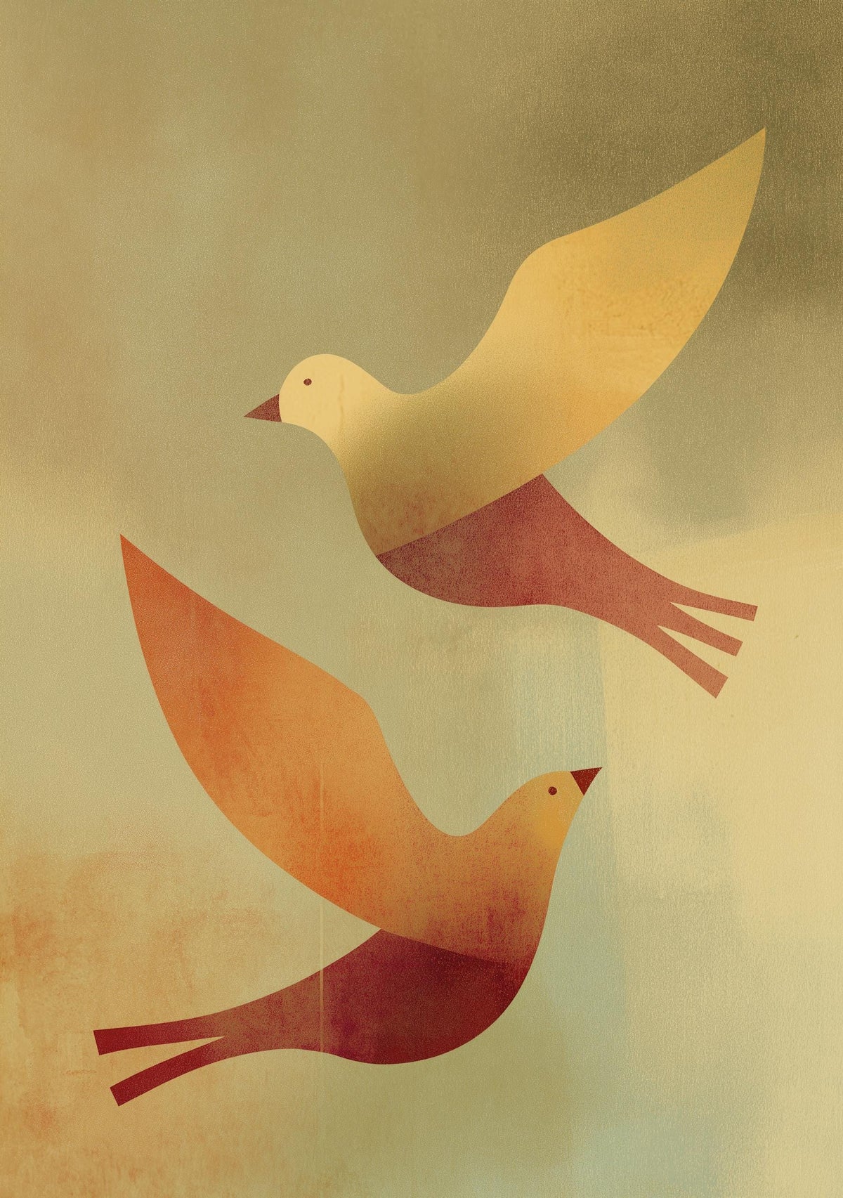 Mid Century Bird Wall Art, Minimalist Abstract Bird Print, Retro Modern Poster, Warm Earth Tone Artwork, Scandinavian Deco...