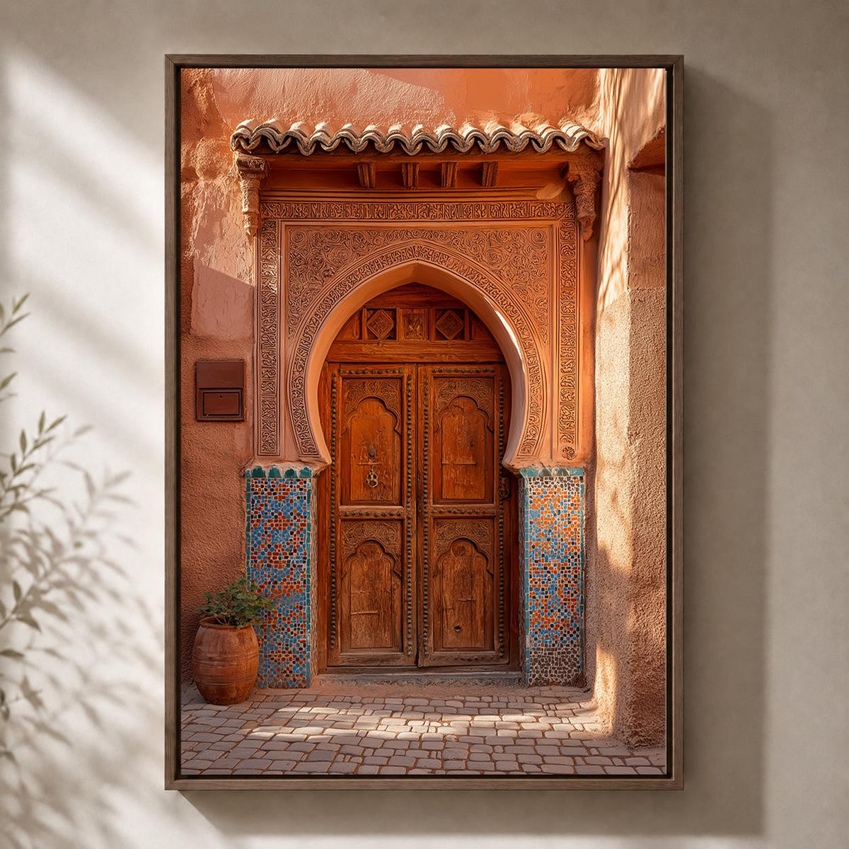 Moroccan Door Framed Canvas, Marrakech Archway Framed Canvas, Boho Mediterranean Decor by The Wall Art Studio - physical