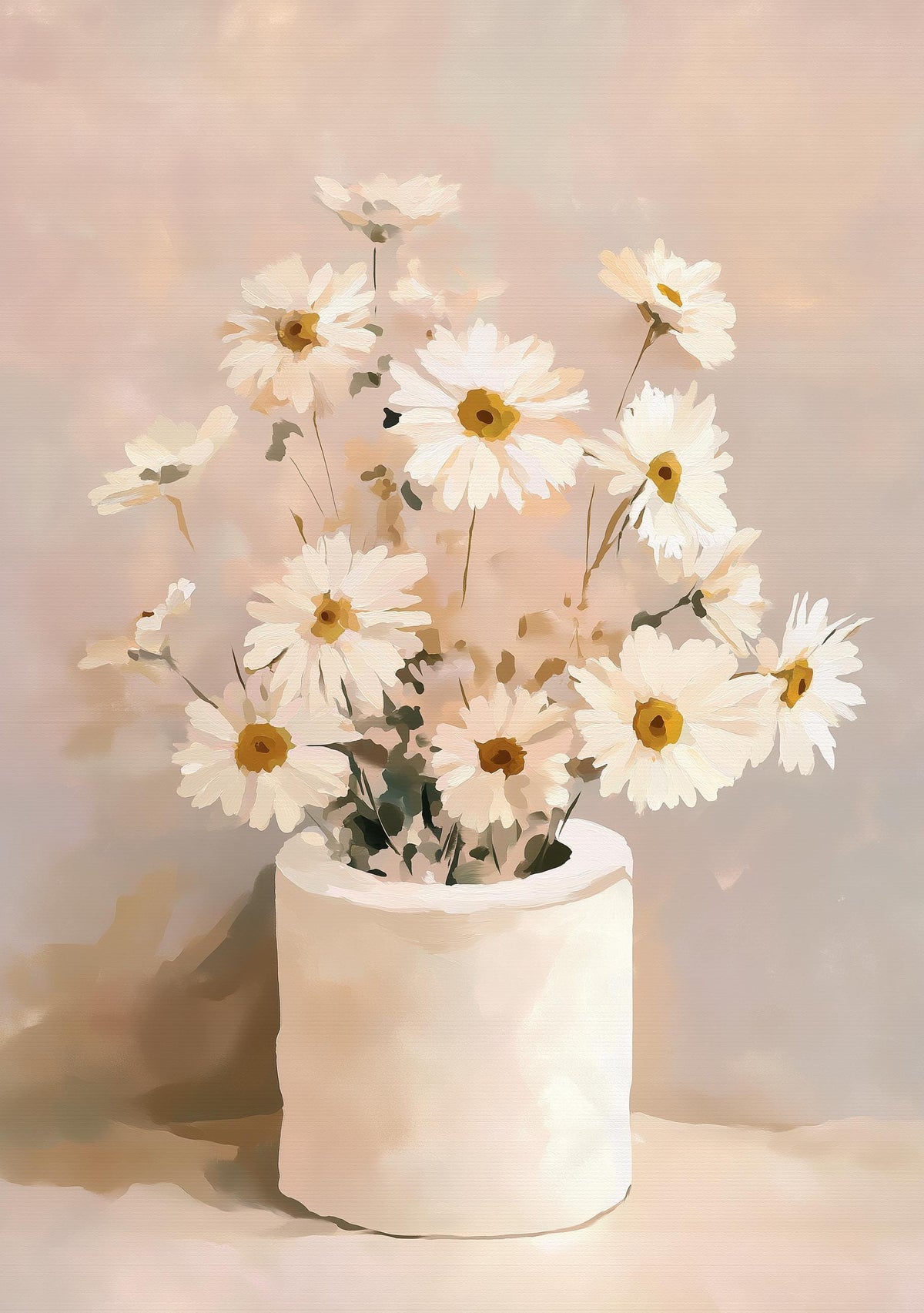 Neutral Daisy Bathroom Wall Art, Toilet Roll Floral Print, Soft Beige Botanical Poster for Minimalist Bathroom Decor (Fram...