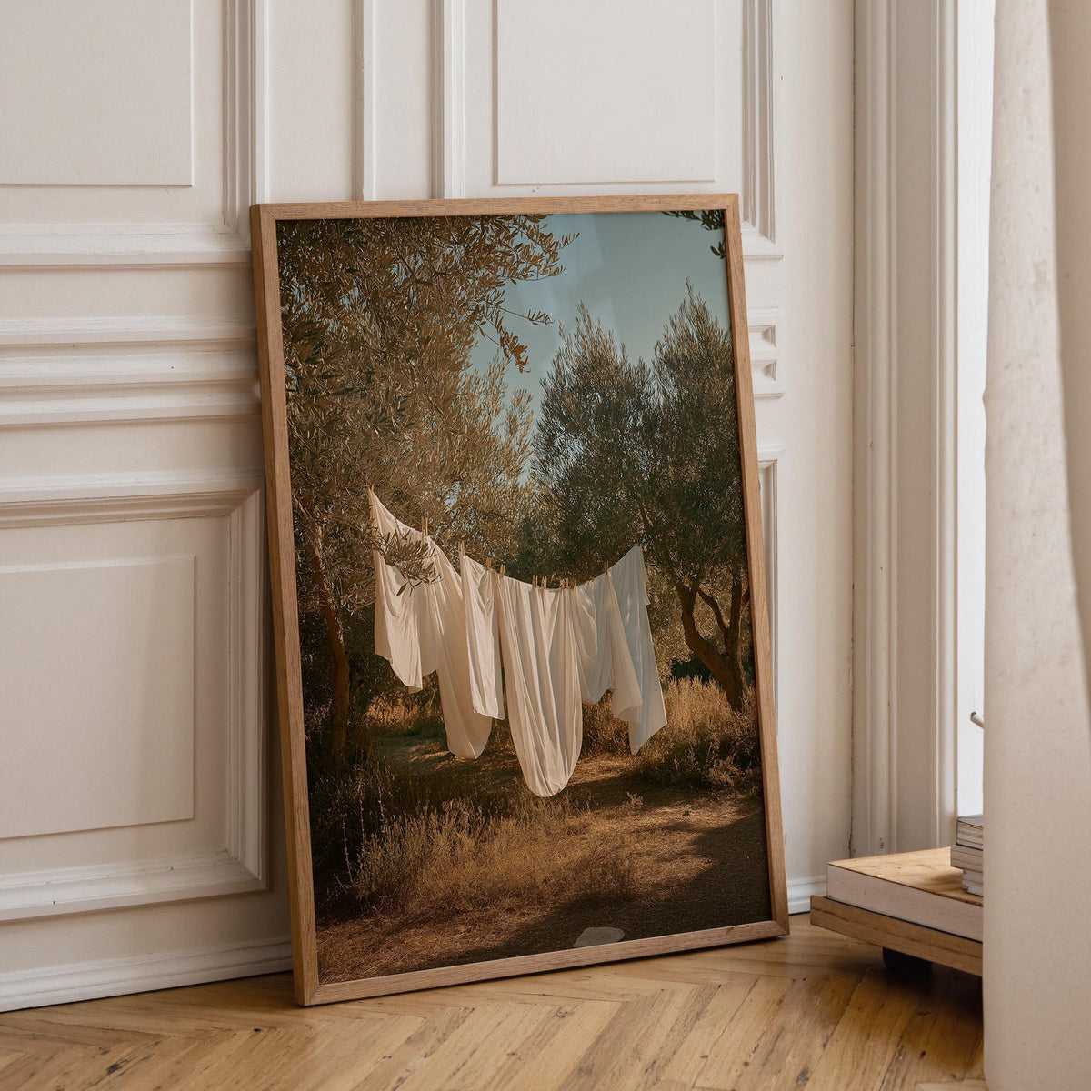 Neutral Laundry Room Wall Art Print, Mediterranean Olive Grove Decor, Moody Linen Photography, Rustic Farmhouse Laundry (F...