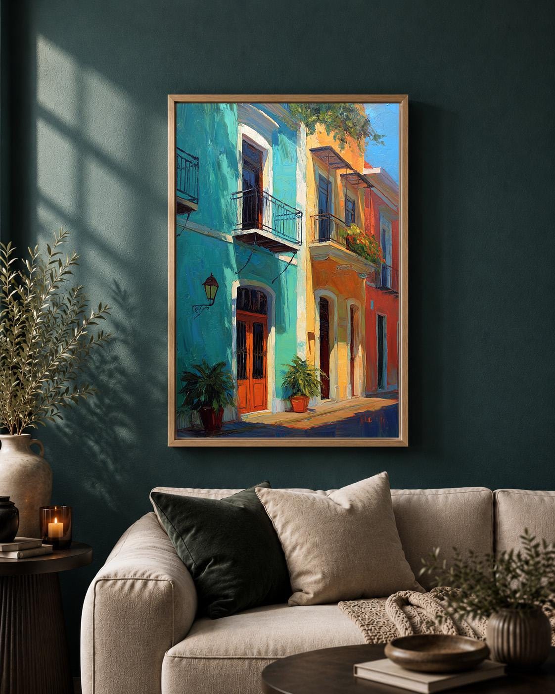 Puerto Rico Street Framed Canvas Art, Colorful Caribbean Architecture Print, Tropical Travel Decor by The Wall Art Studio...