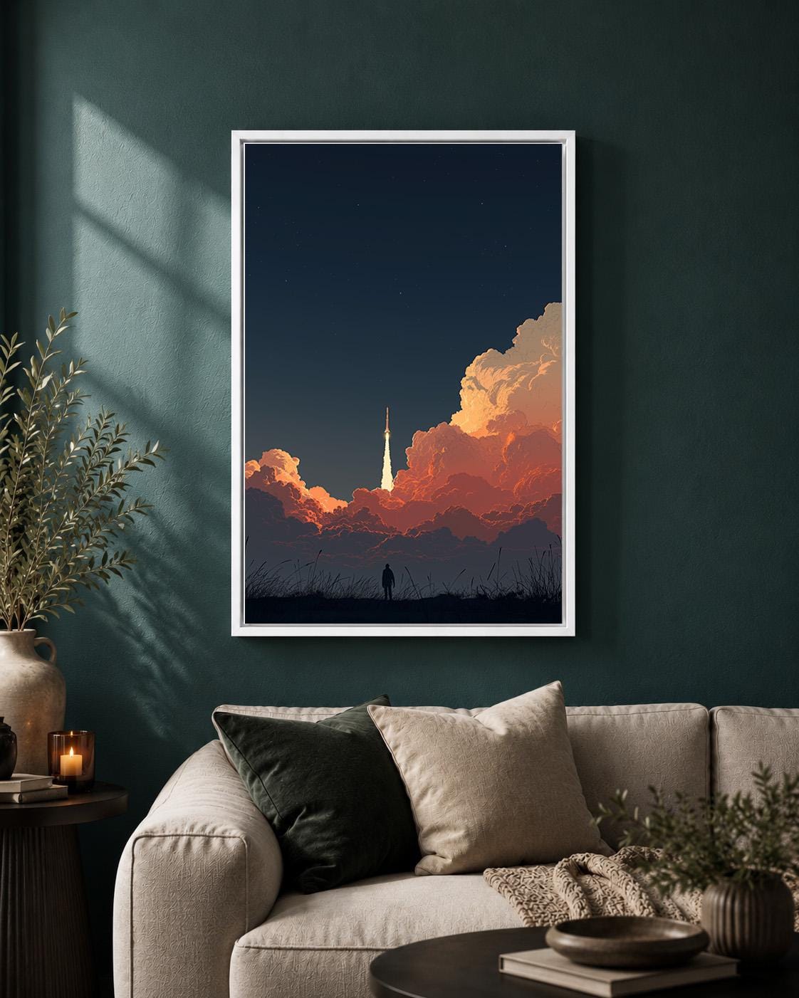 Rocket Launch Framed Canvas Art, Space Exploration Print, Sci-Fi Decor, Astronaut Gift by The Wall Art Studio - physical