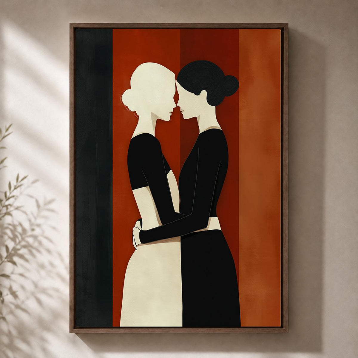 Sapphic Love Framed Canvas Wall Art, LGBTQ Couple Framed Canvas, Minimalist Lesbian Art, Modern Romance Decor, Pride Gift...