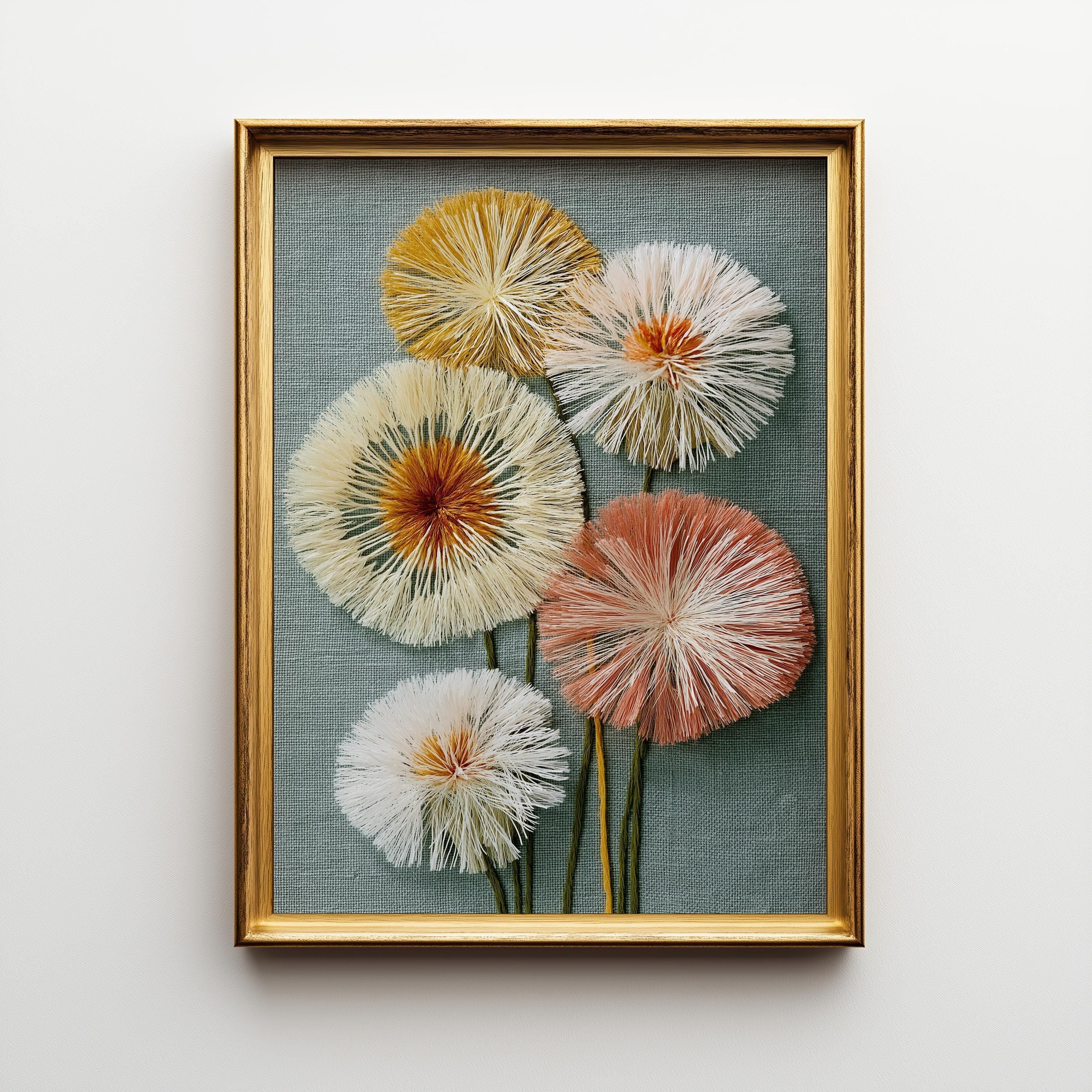 Textured Dandelion Wall Art, Botanical Print, Neutral Floral Decor, Modern Poster (Framed Option) by The Wall Art Studio -...