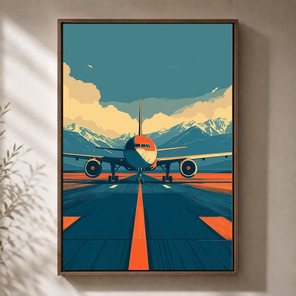 Vintage Airplane Canvas Art, Retro Aviation Runway Print, Pilot Office Decor (Framed Canvas) by The Wall Art Studio - phys...