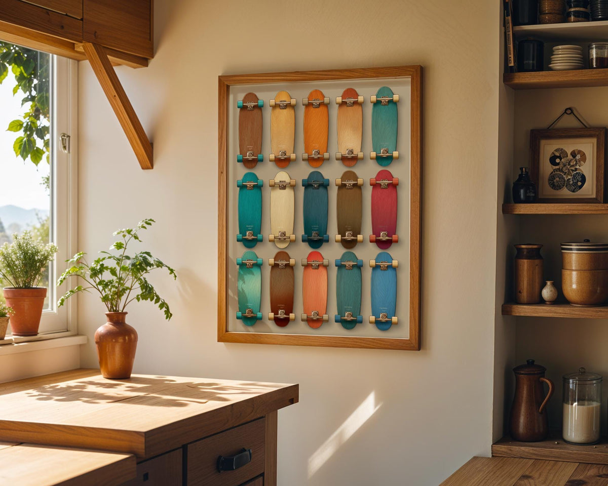 Vintage Skateboard Wall Art • Retro Longboard Collection Print • Mid-Century Sports Décor • Teen Room Artwork by The Wall...