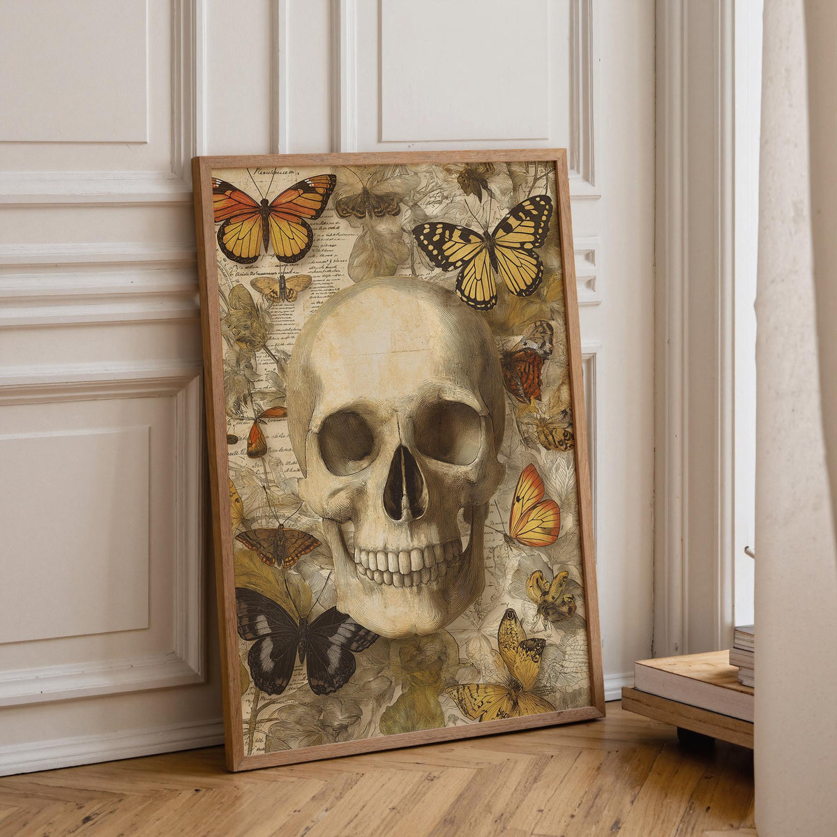Vintage Skull Butterfly Art Print, Dark Academia Gothic Wall Décor by The Wall Art Studio - physical