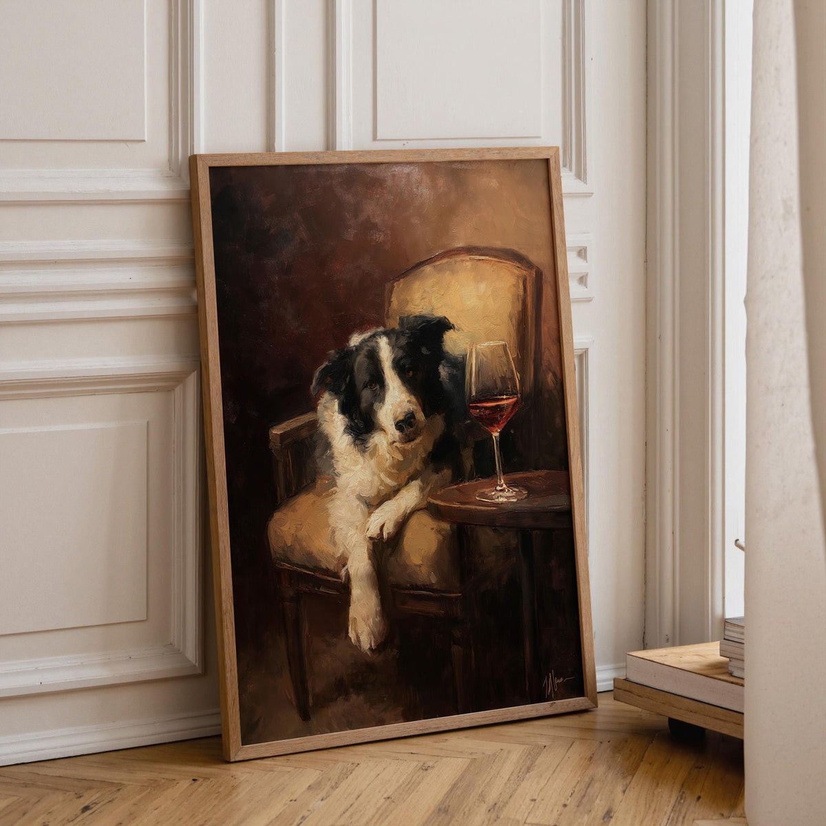 Vintage Style Dog Portrait Print, Humorous Wine Dog Art, Rustic Home Decor by The Wall Art Studio - physical